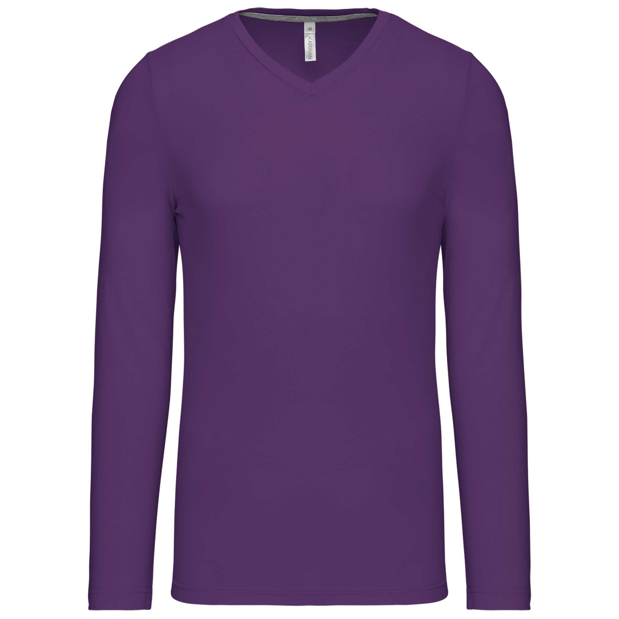 Camiseta de manga larga y cuello de pico de hombre Purple
