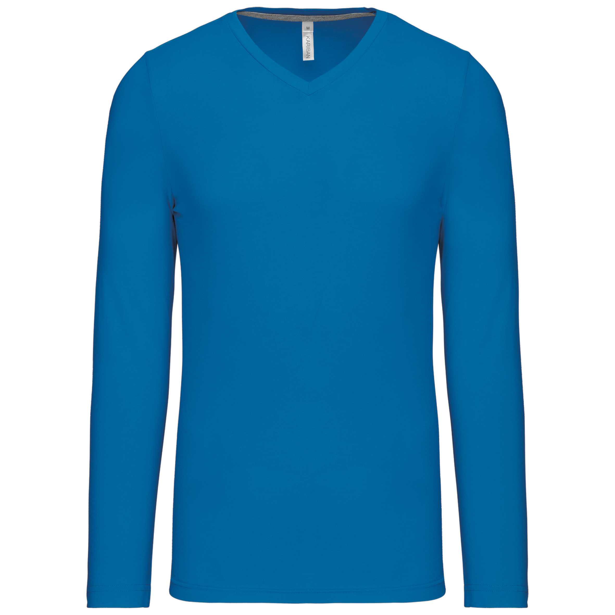 Camiseta de manga larga y cuello de pico de hombre Tropical Blue