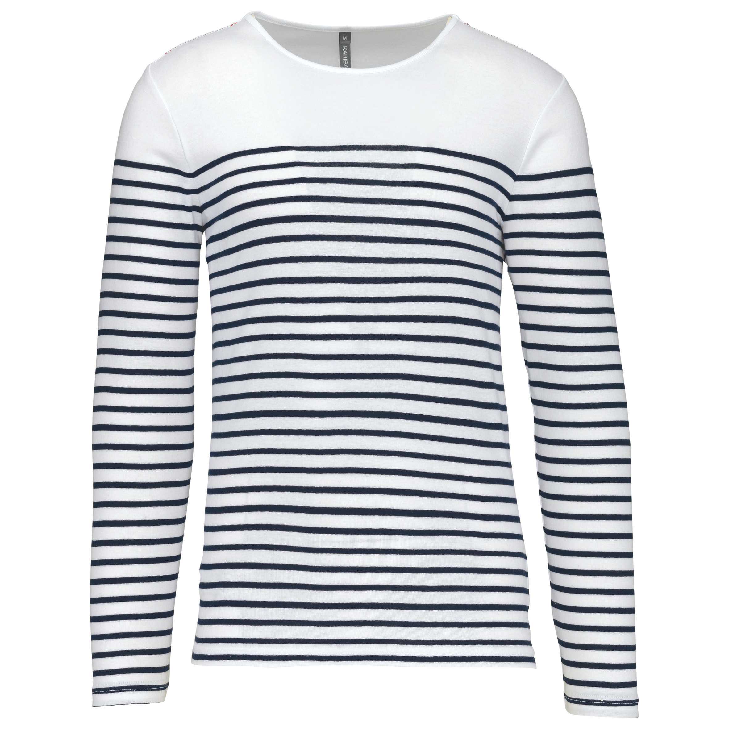 Camiseta marinera de manga larga de hombre White / Navy Stripes