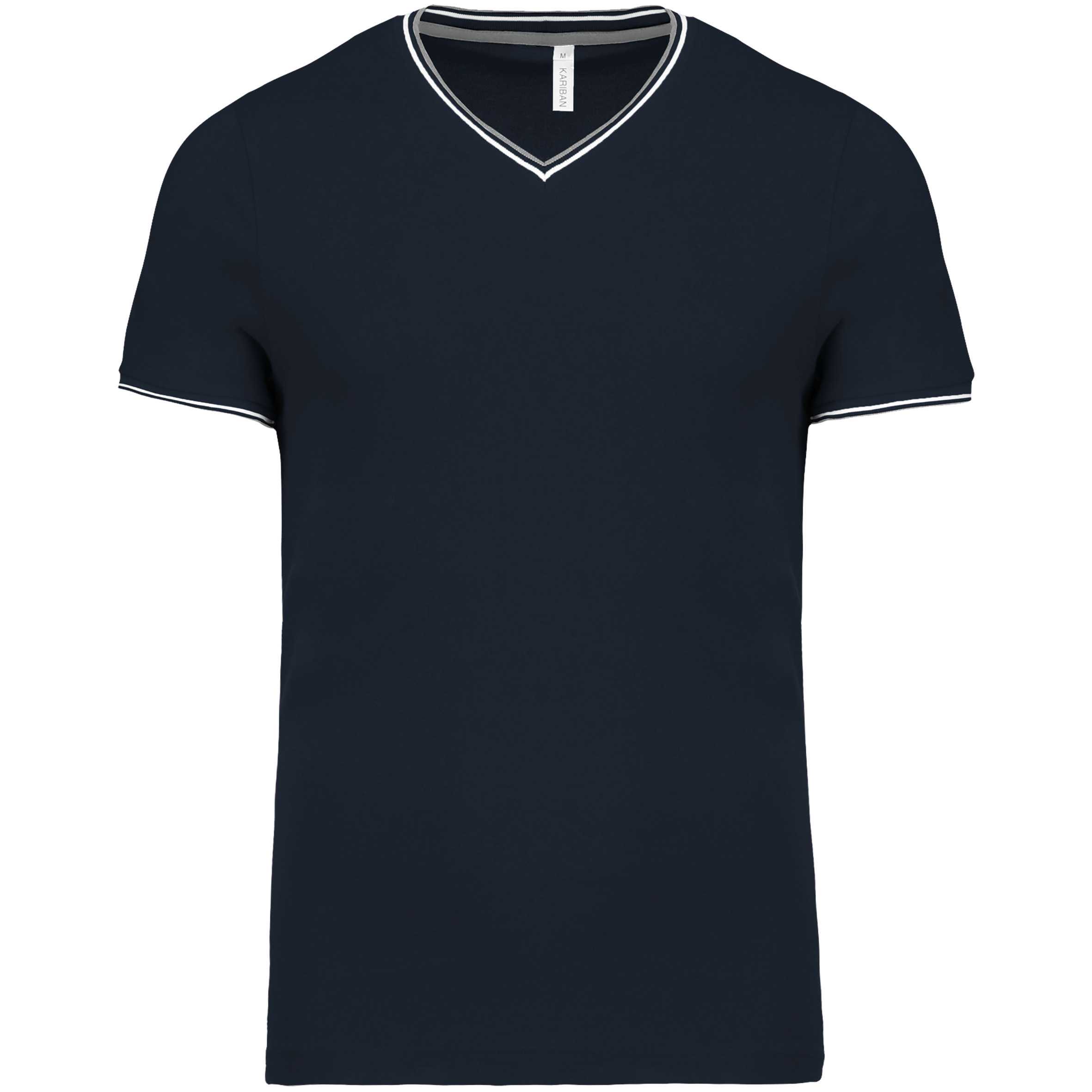 Camiseta de punto piqué con cuello de pico de hombre Navy / Light Grey / White