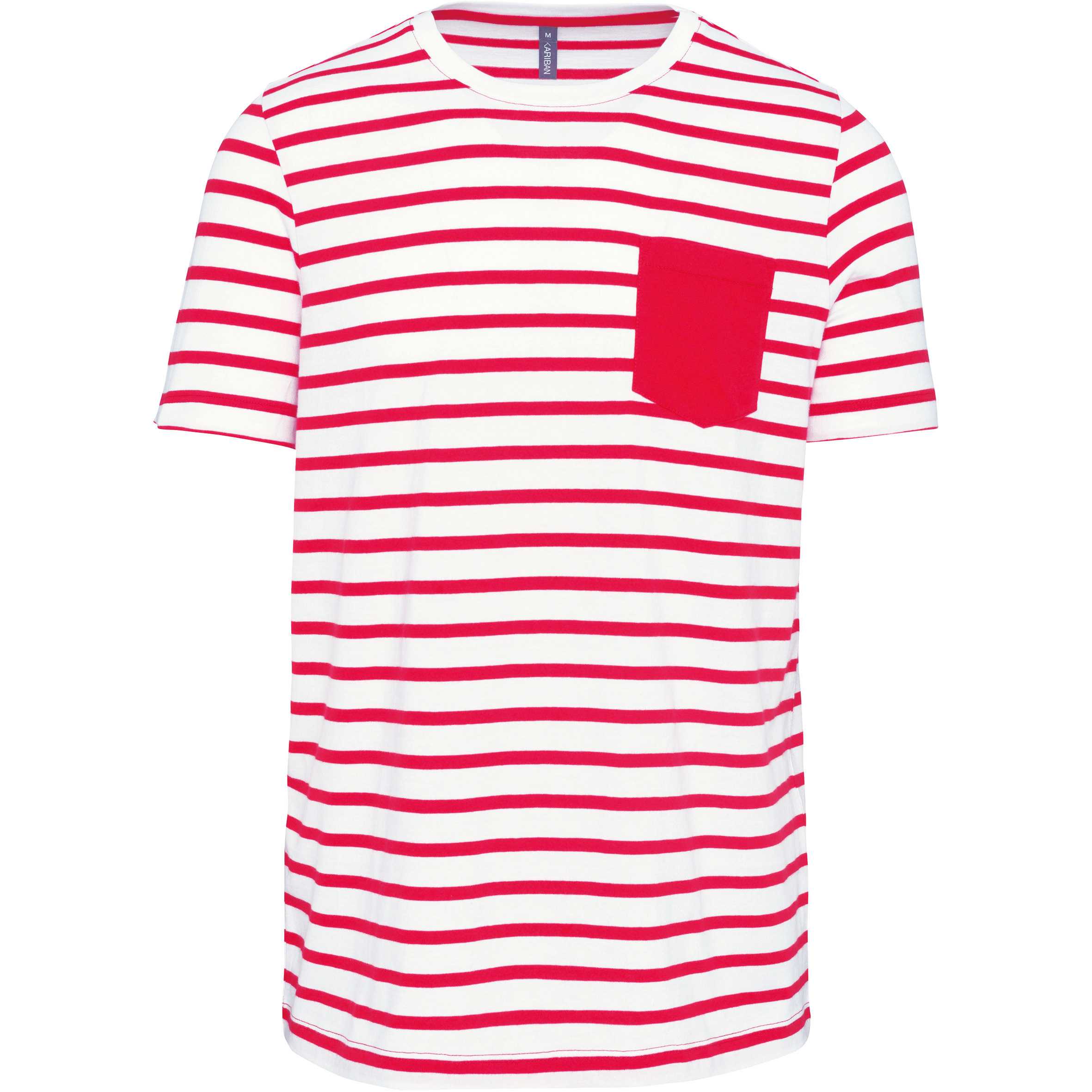 Camiseta Marinero a rayas con bolsillo manga corta White / Red Stripe