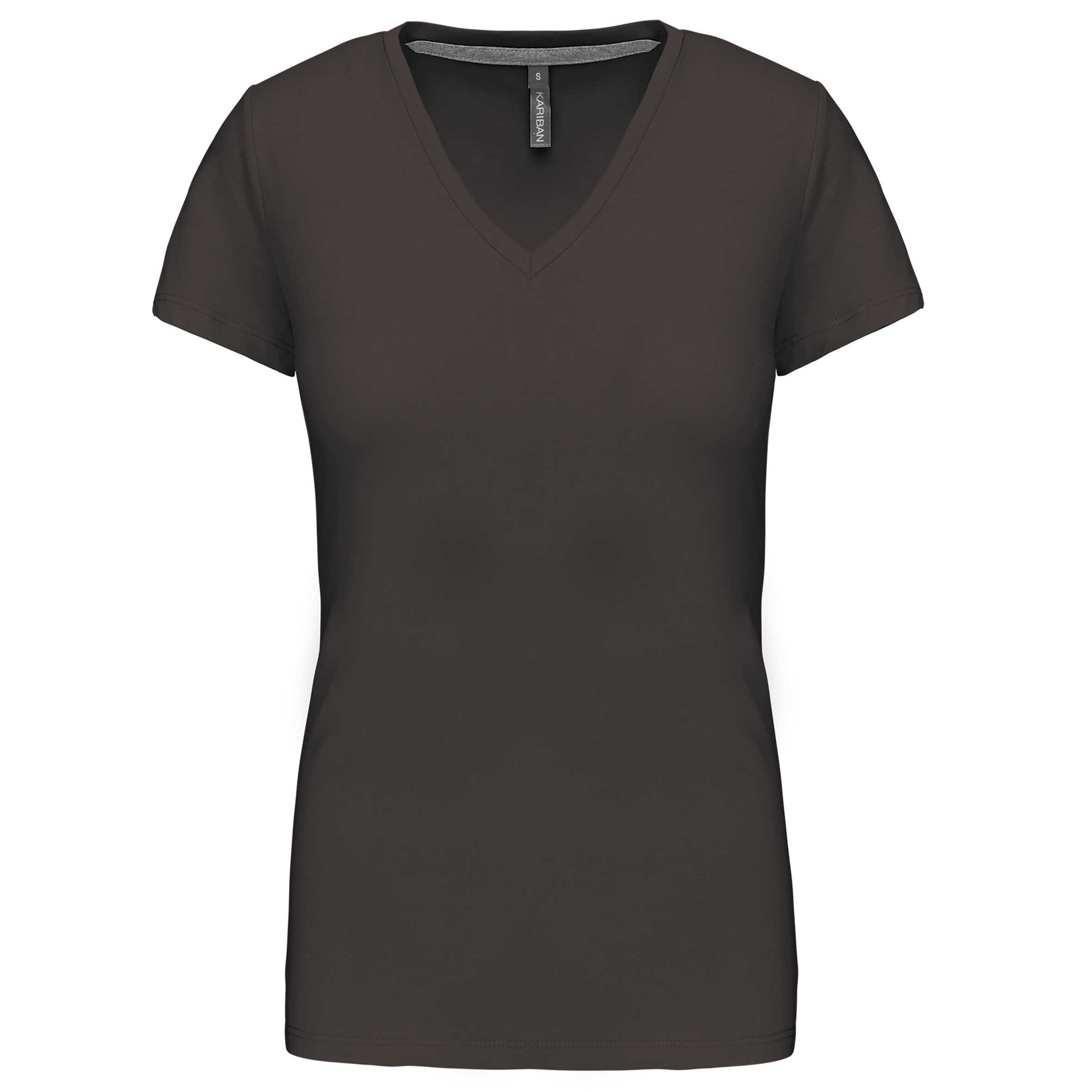 Camiseta de manga cota y cuello de pico mujer Dark Grey