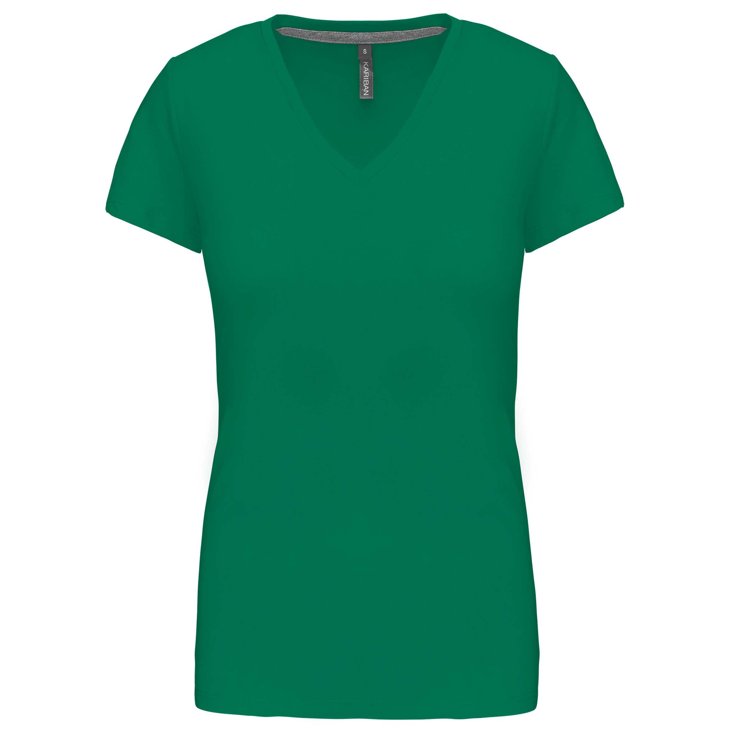 Camiseta de manga cota y cuello de pico mujer Kelly Green
