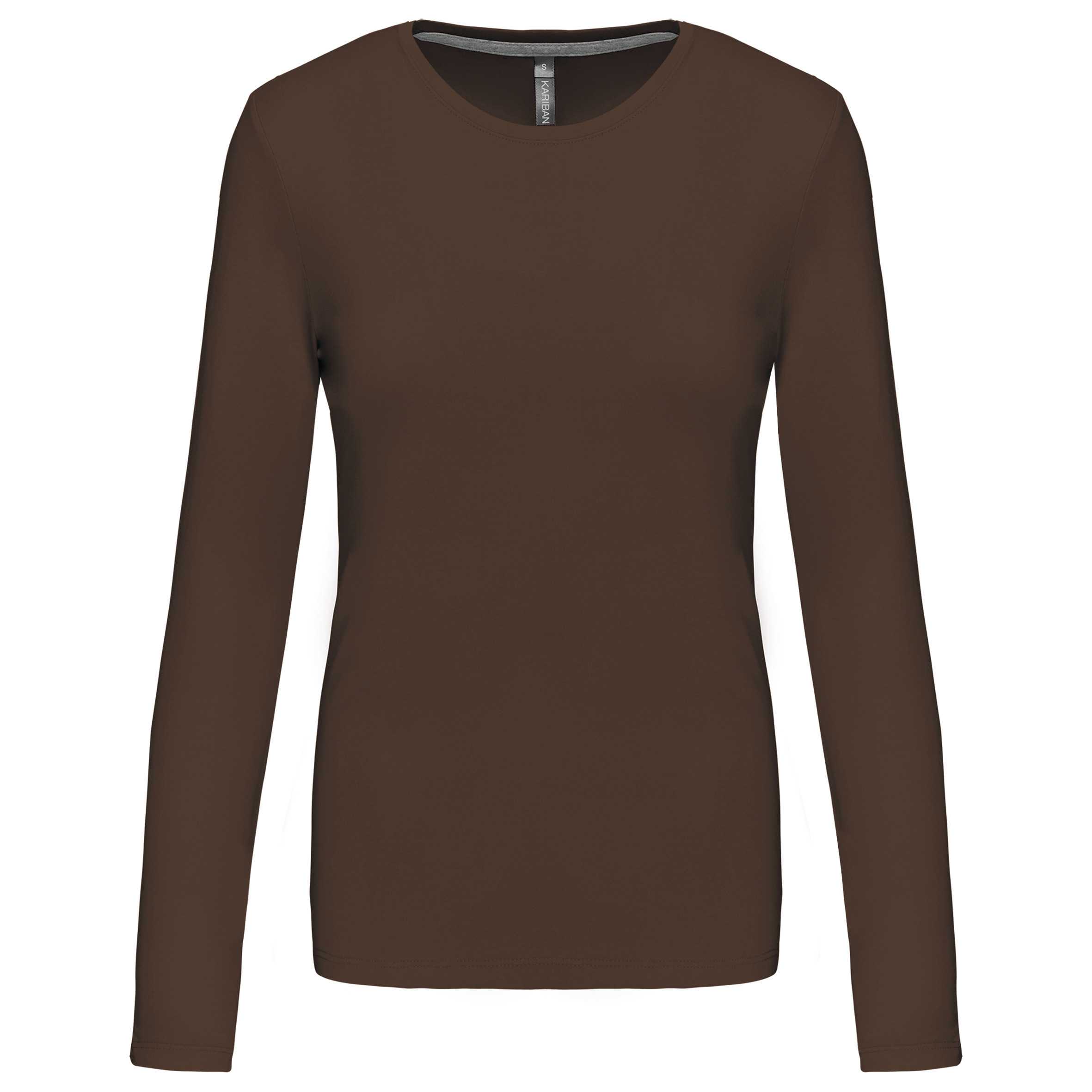Camiseta de manga larga y cuello redondo de mujer Chocolate