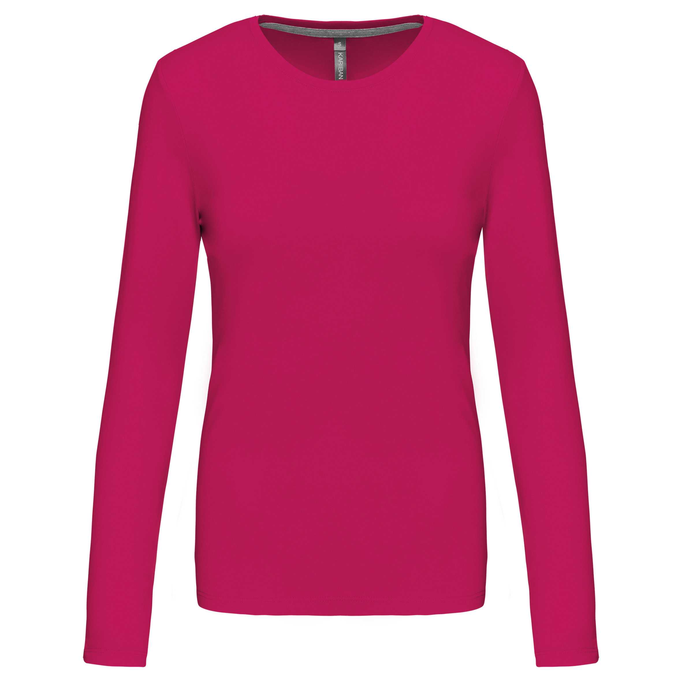 Camiseta de manga larga y cuello redondo de mujer Fuchsia