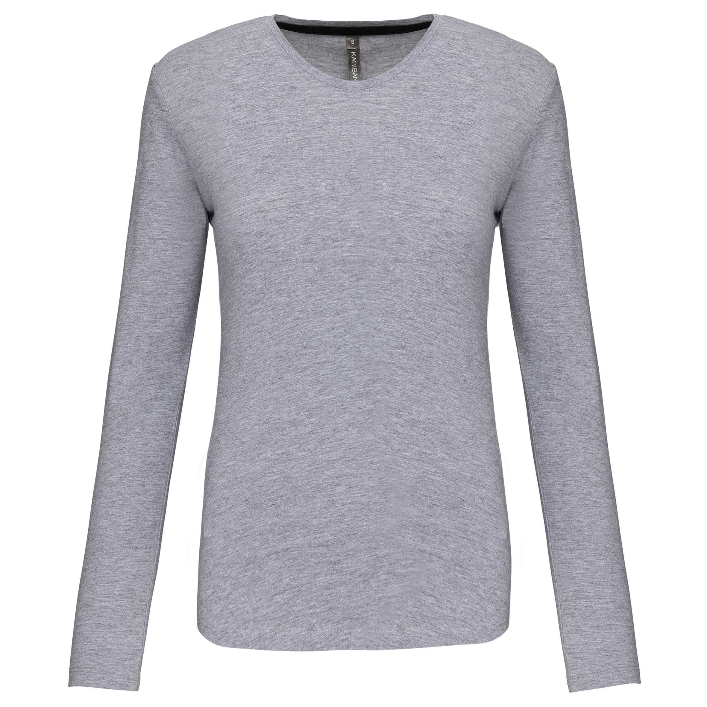 Camiseta de manga larga y cuello redondo de mujer Oxford Grey