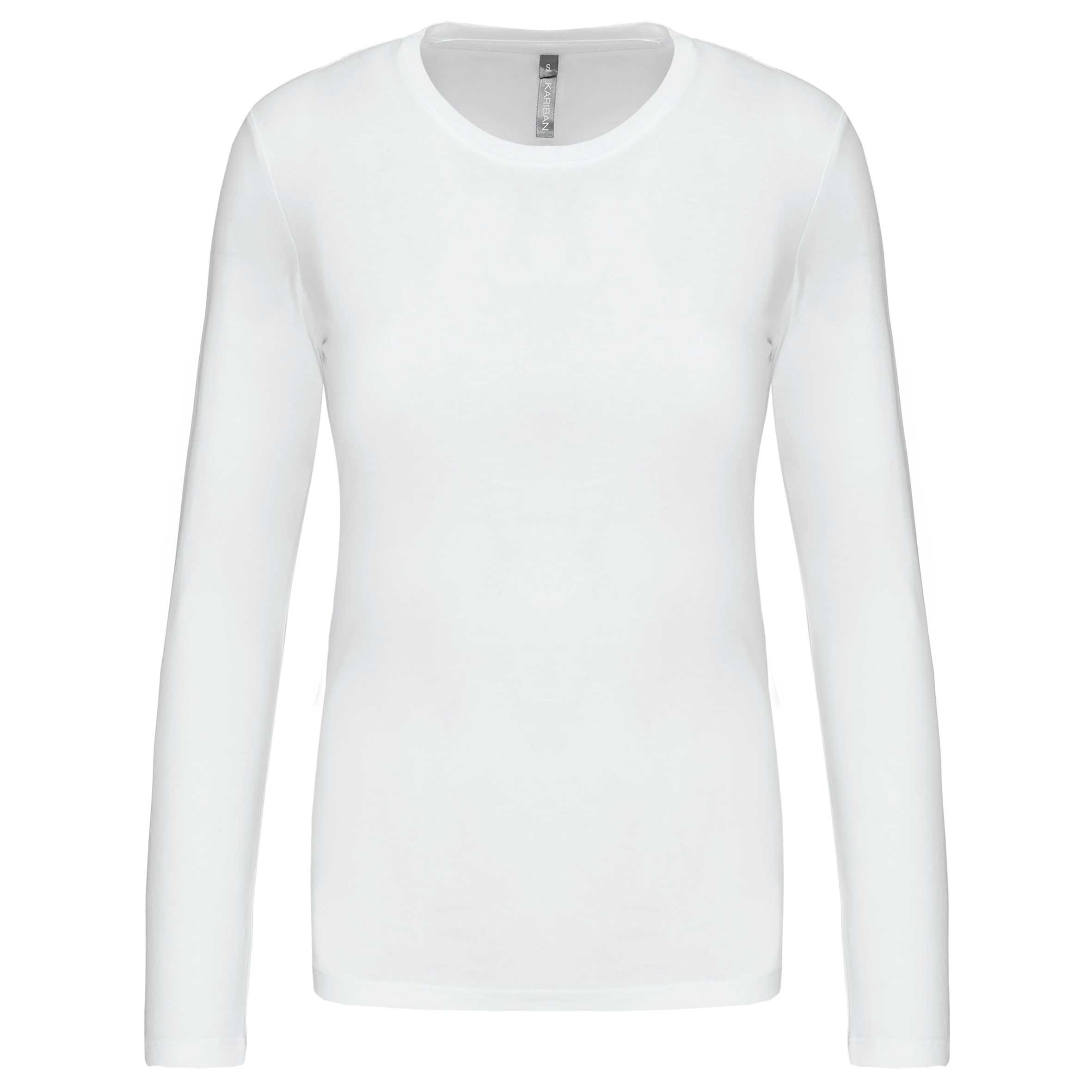 Camiseta de manga larga y cuello redondo de mujer White