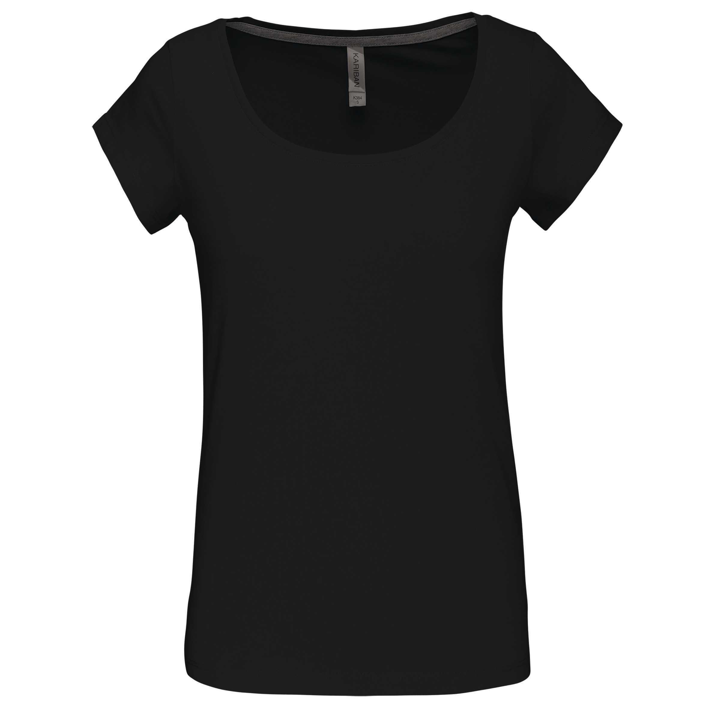 Camiseta manga corta cuello barco mujer Black