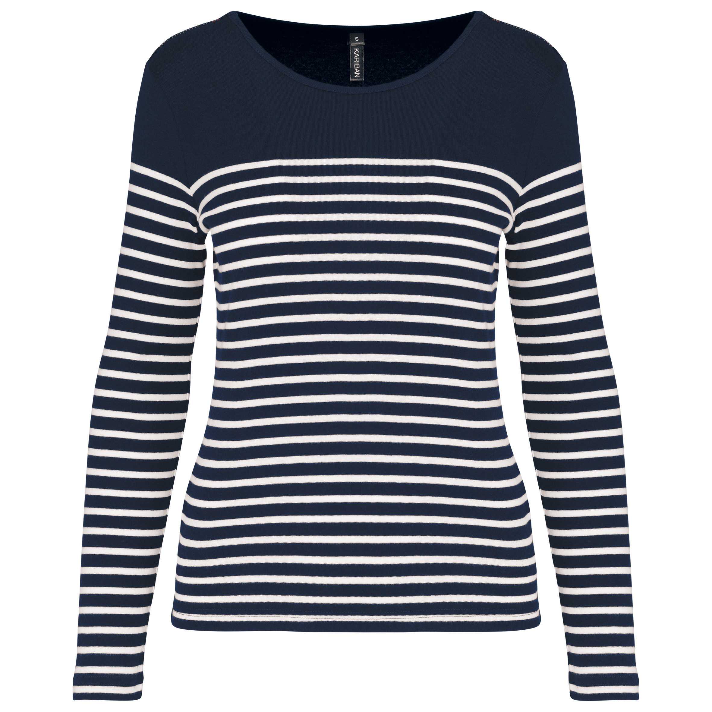 Camiseta marinera de manga larga de mujer Navy / White Stripes