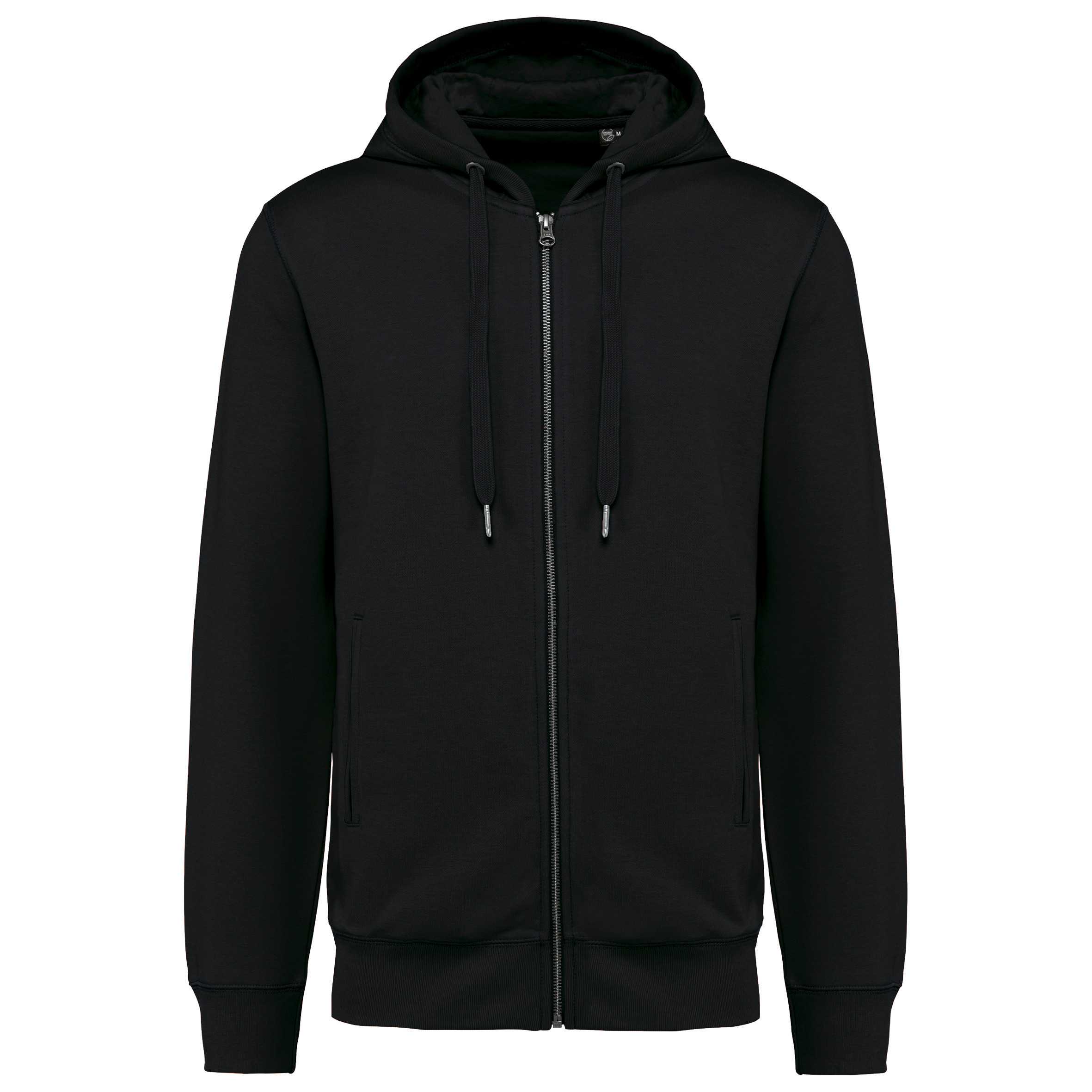 Sudadera ecorresponsable french terry - capucha y cremallera - Unisex Black