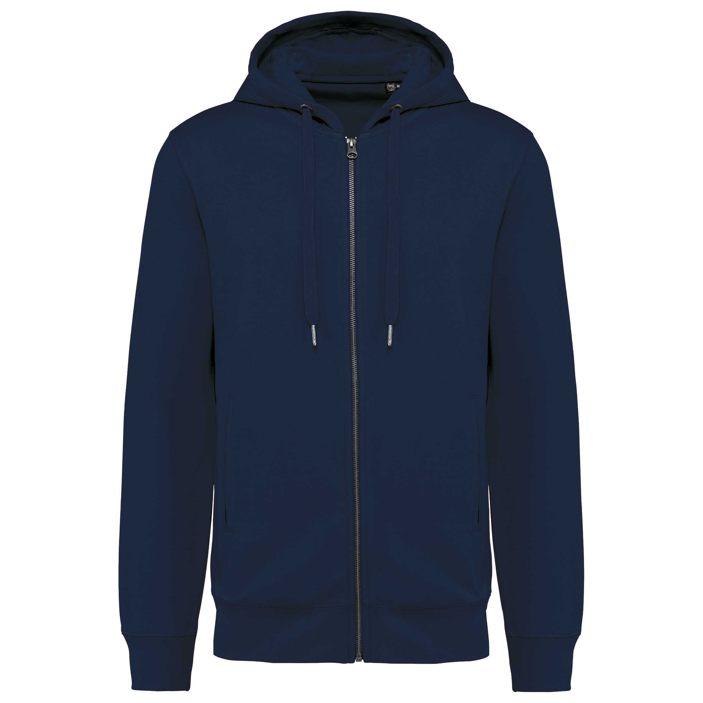 Sudadera ecorresponsable french terry - capucha y cremallera - Unisex Navy