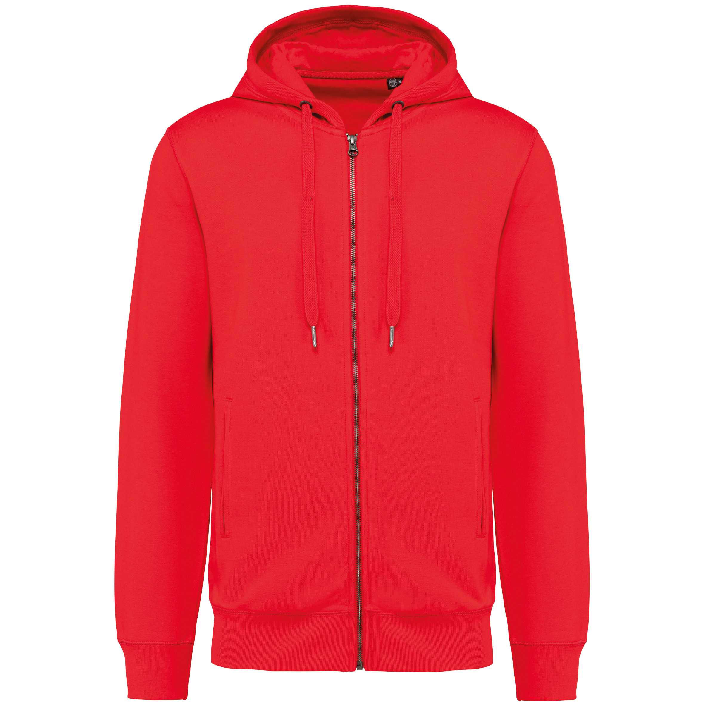 Sudadera ecorresponsable french terry - capucha y cremallera - Unisex Red