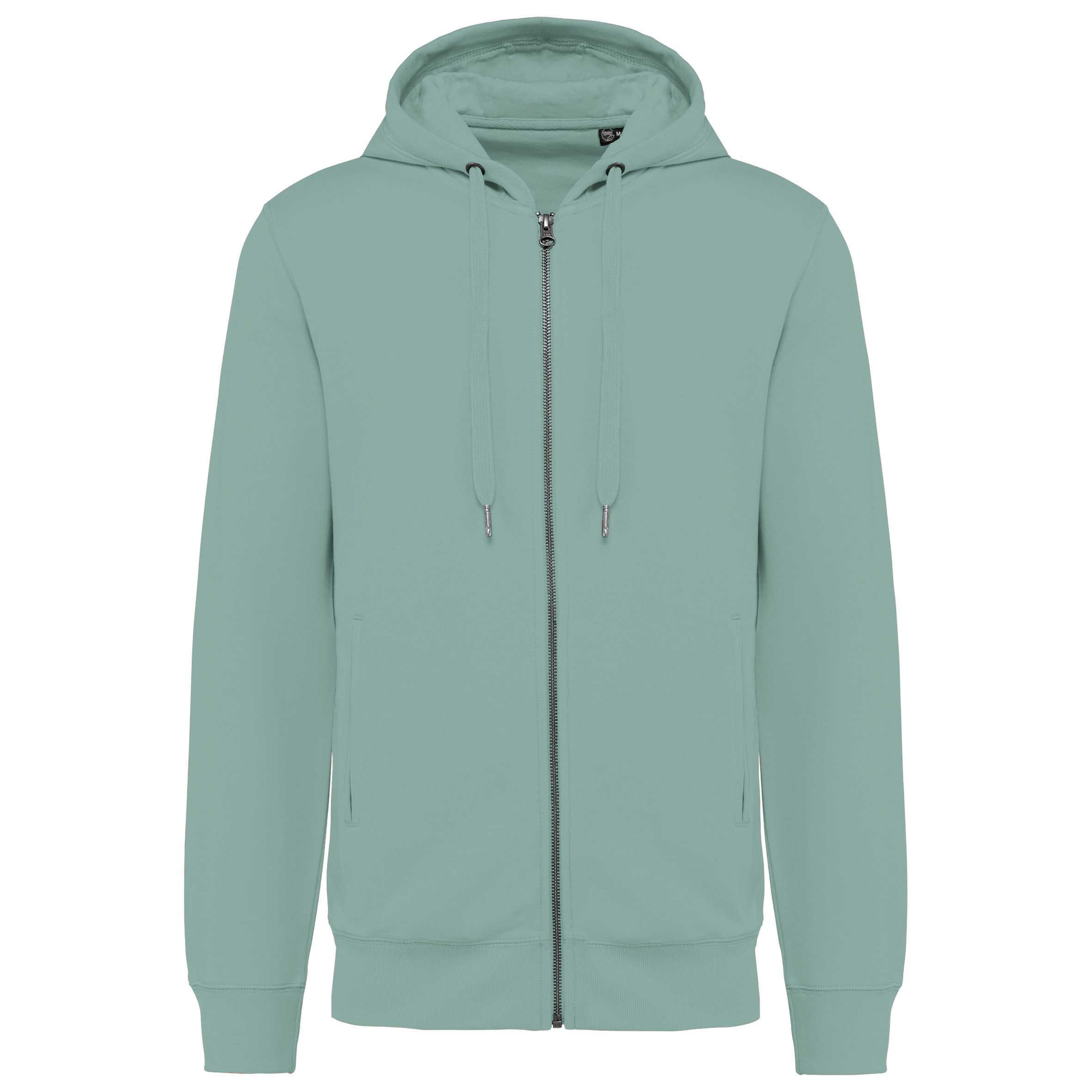 Sudadera ecorresponsable french terry - capucha y cremallera - Unisex Sage
