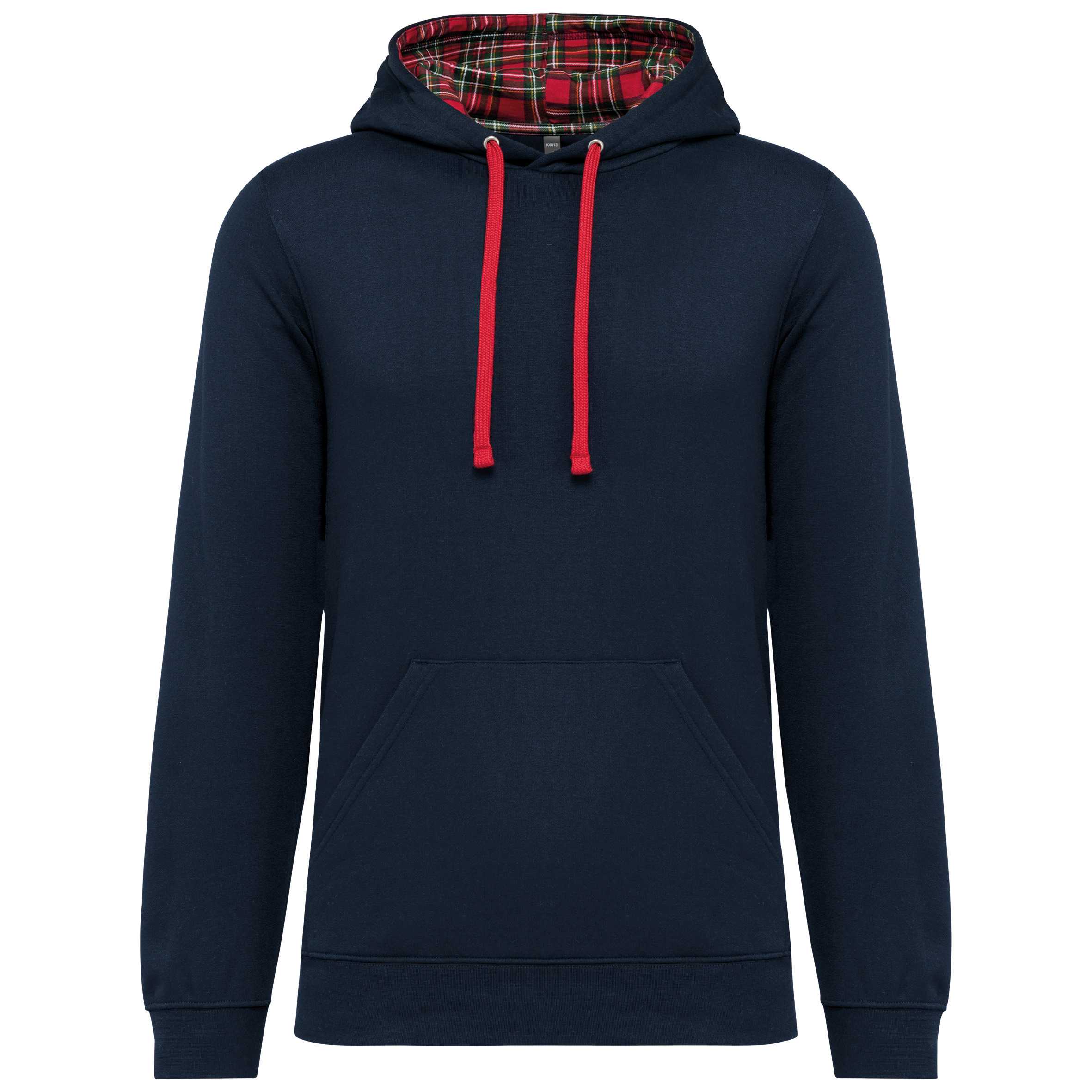 Sudadera con capucha de forro contrastado  - Unisex Navy / Red Tartan