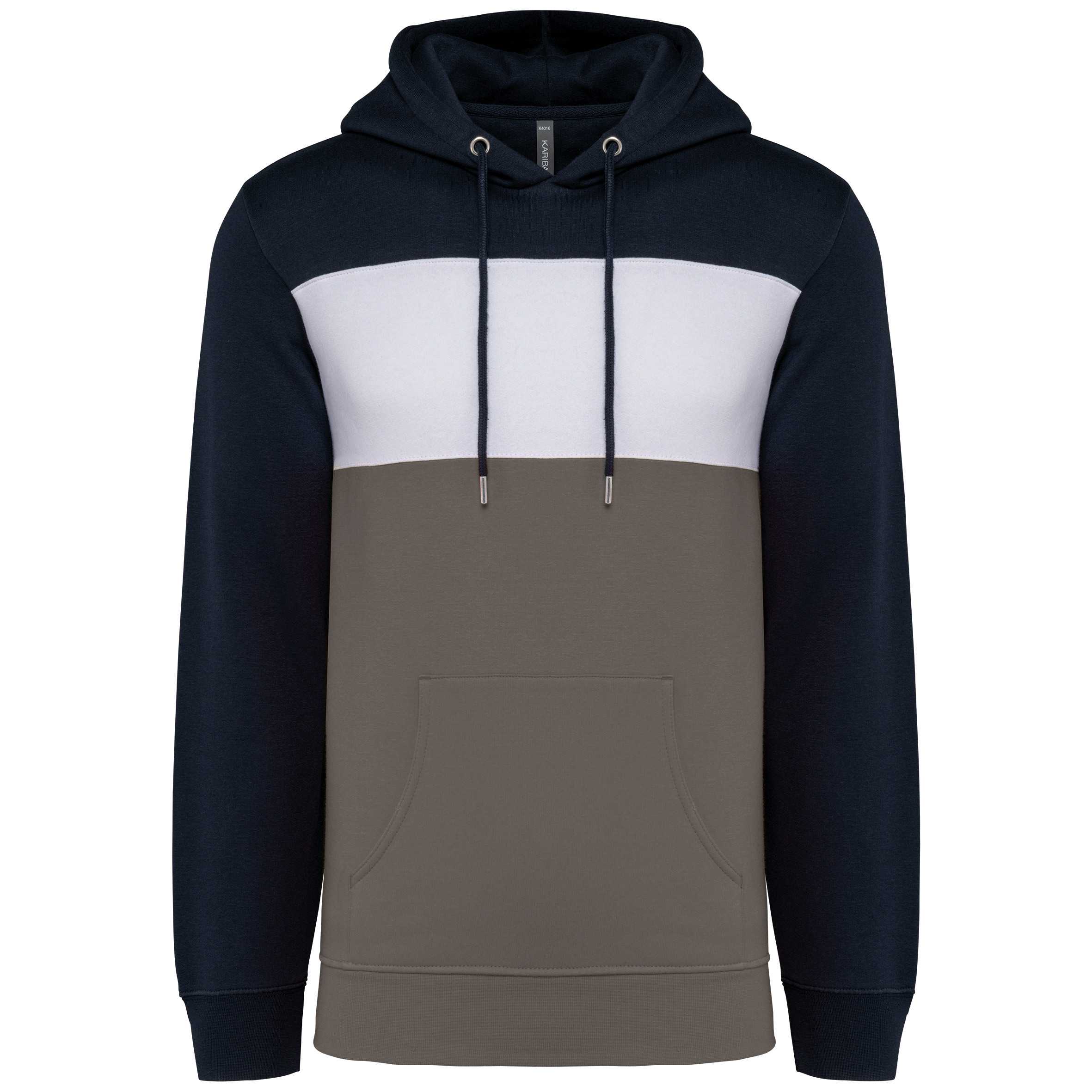 Sudadera tricolor con capucha unisex Navy / White / Basalt Grey