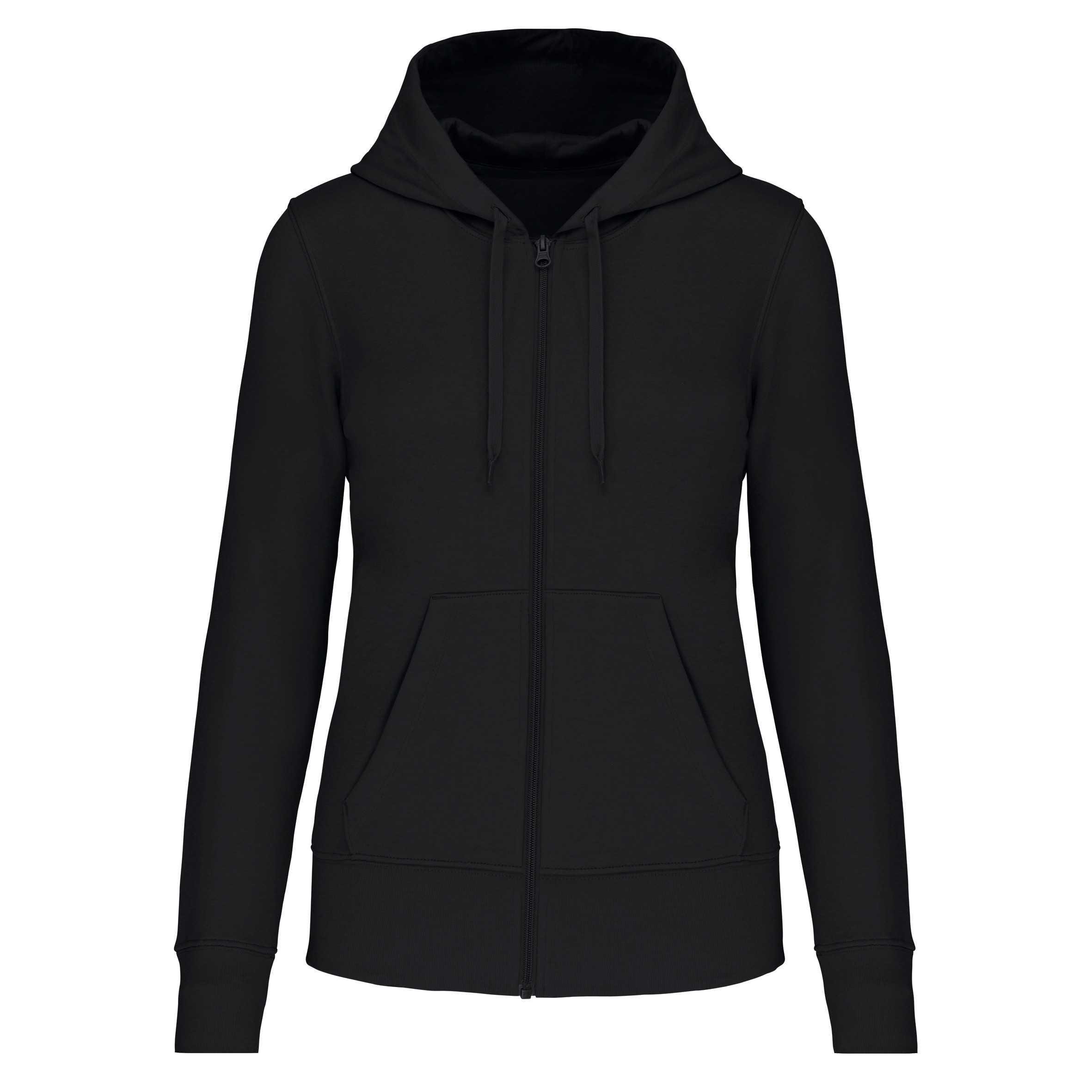Sudadera con capucha y cremallera ecorresponsable mujer Black