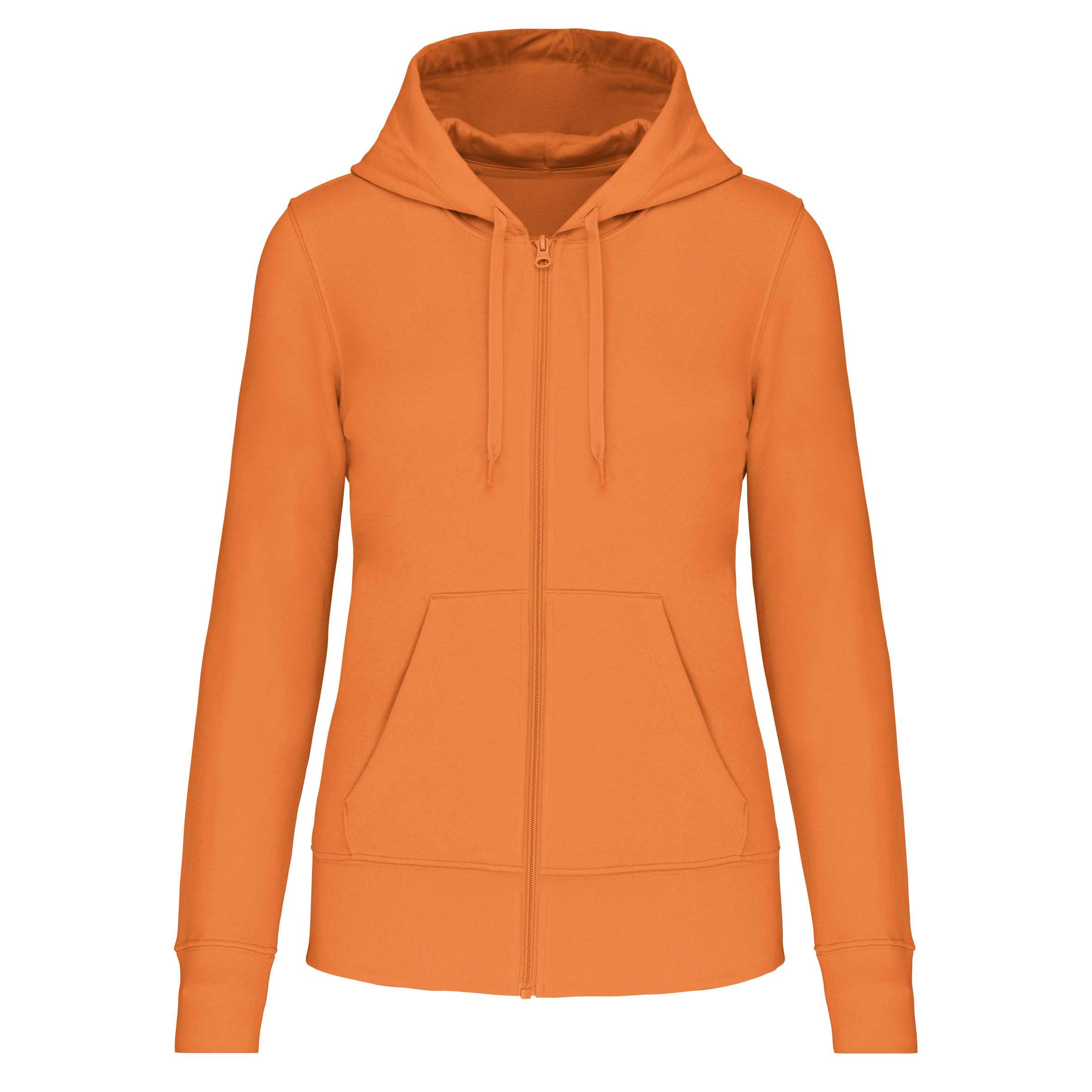 Sudadera con capucha y cremallera ecorresponsable mujer Light Orange