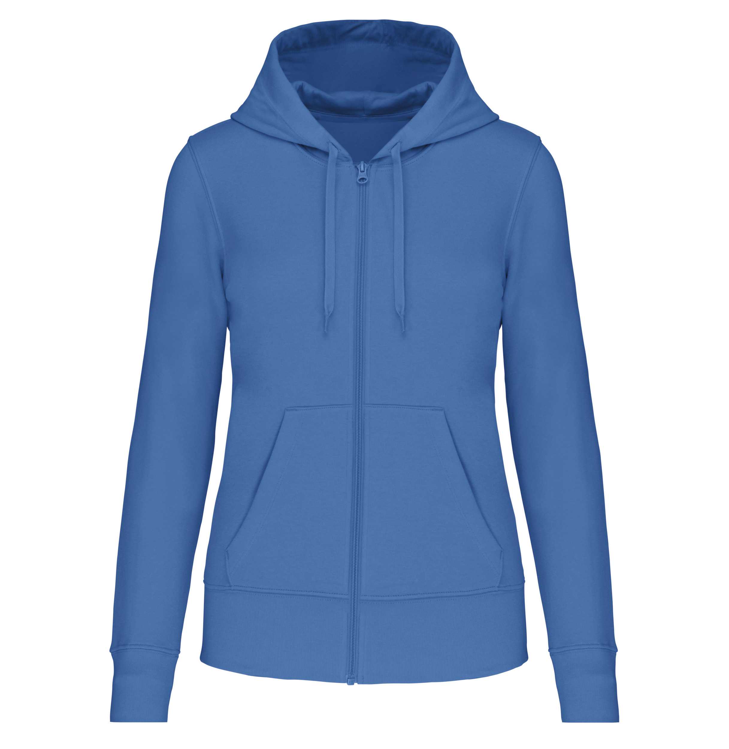 Sudadera con capucha y cremallera ecorresponsable mujer Light Royal Blue