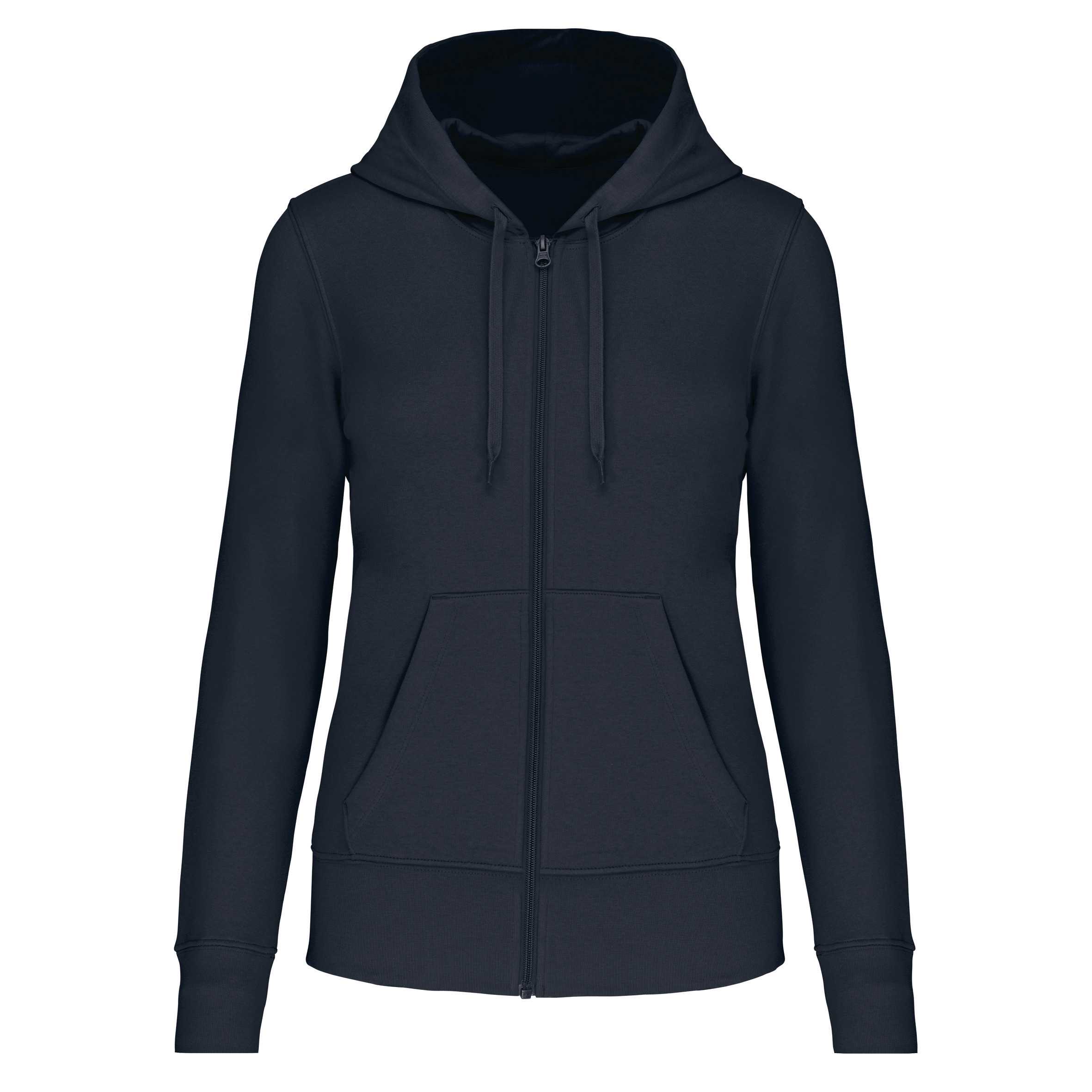 Sudadera con capucha y cremallera ecorresponsable mujer Navy