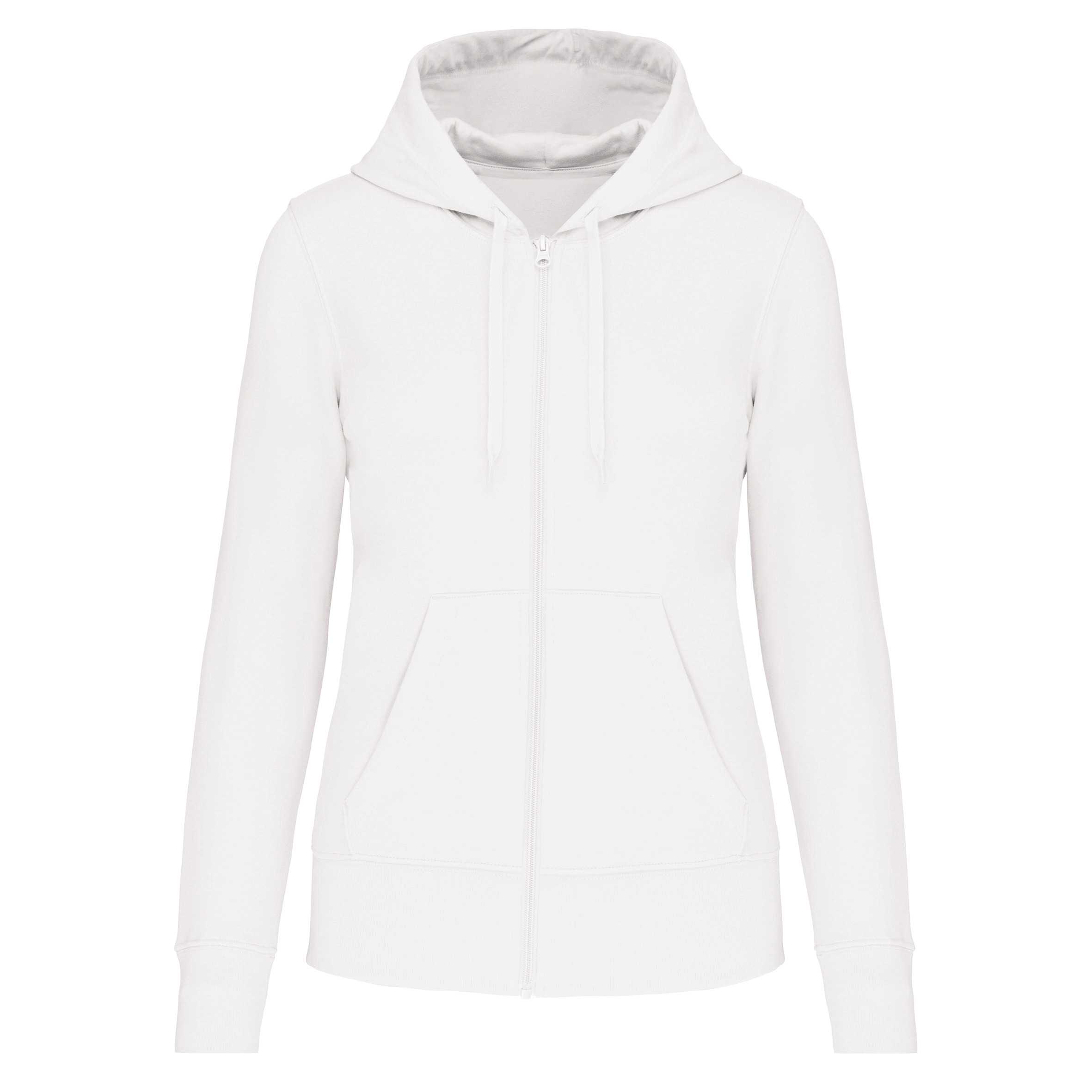 Sudadera con capucha y cremallera ecorresponsable mujer White
