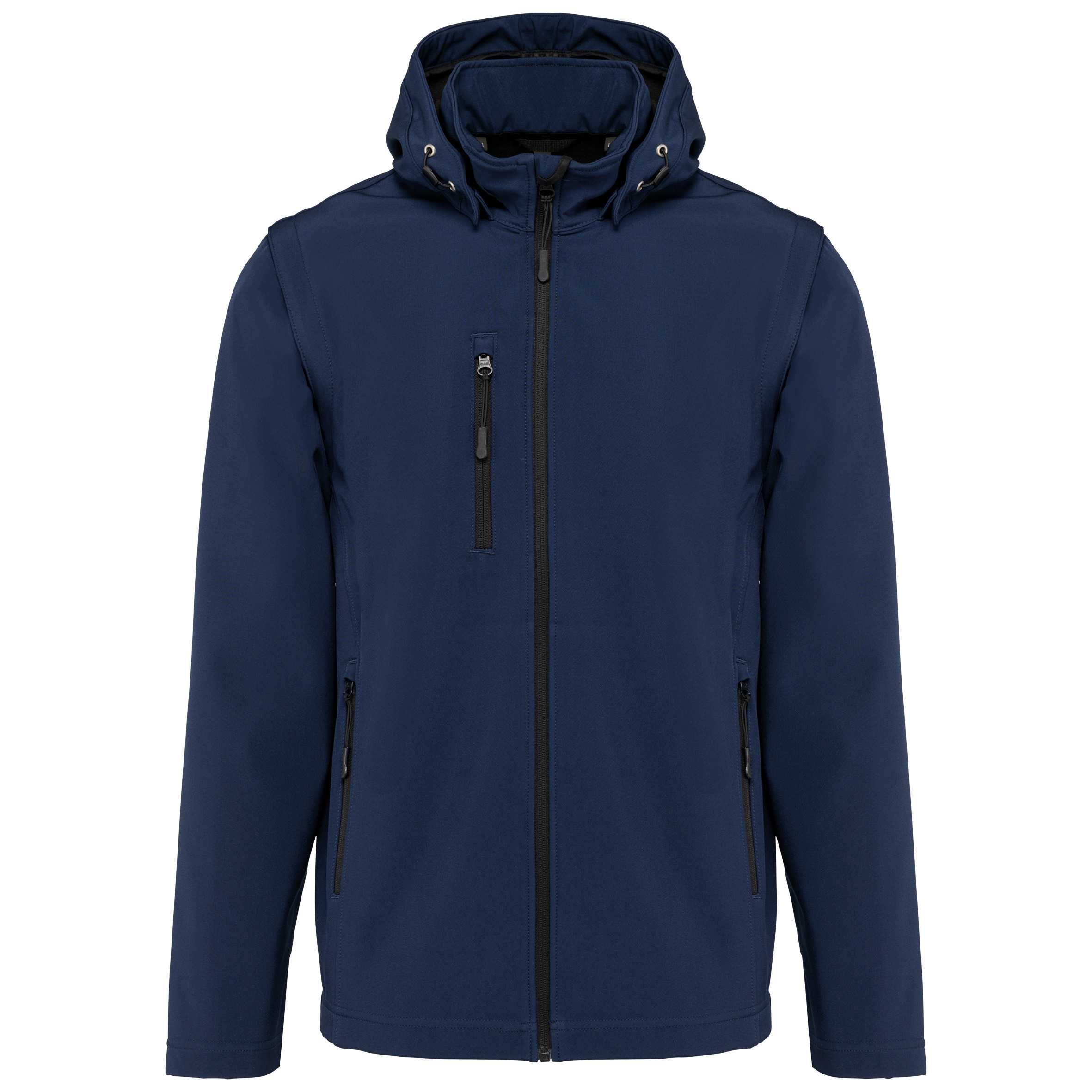 Chaquetas softshell 3 capas con capucha y mangas extraíbles unisex Navy