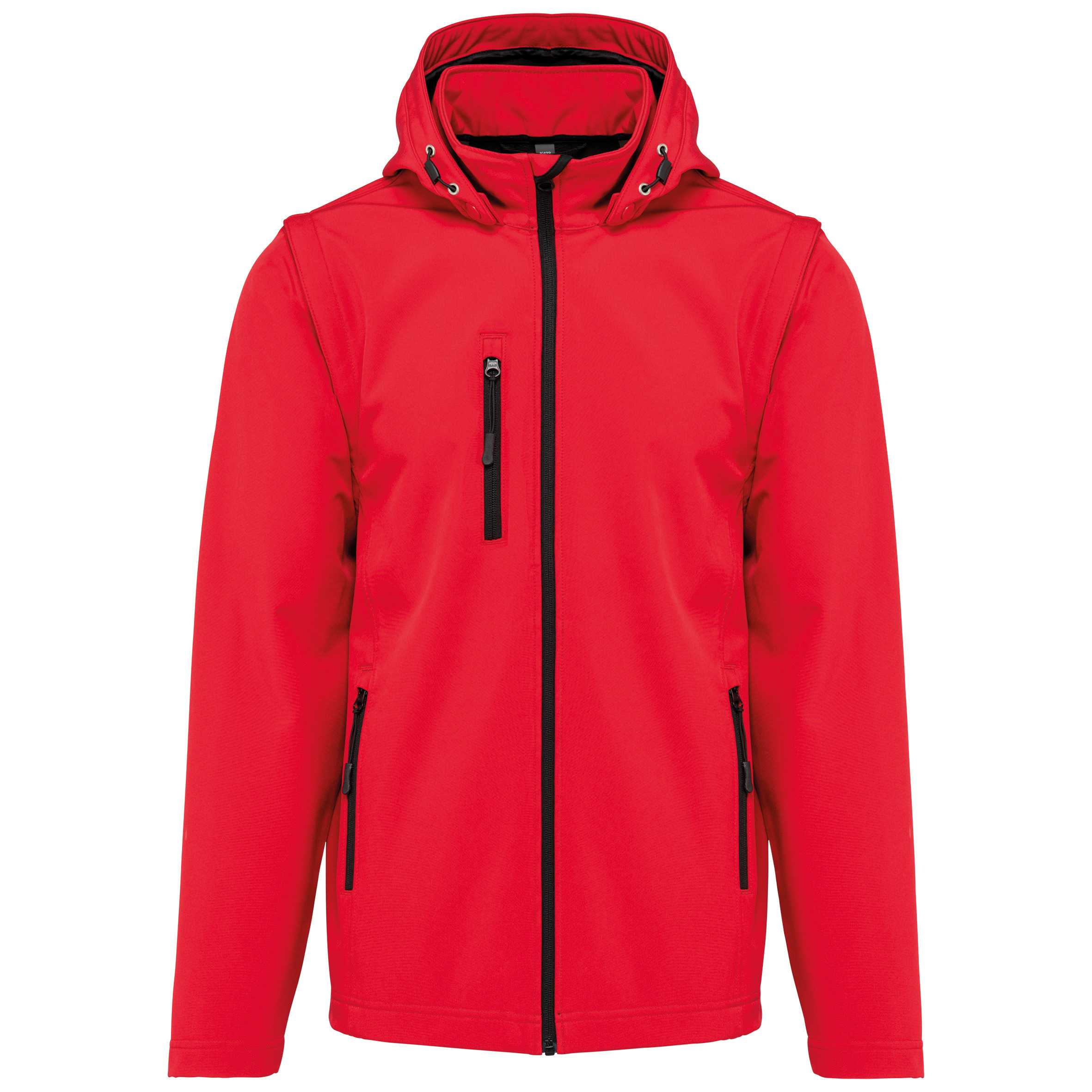 Chaquetas softshell 3 capas con capucha y mangas extraíbles unisex Red