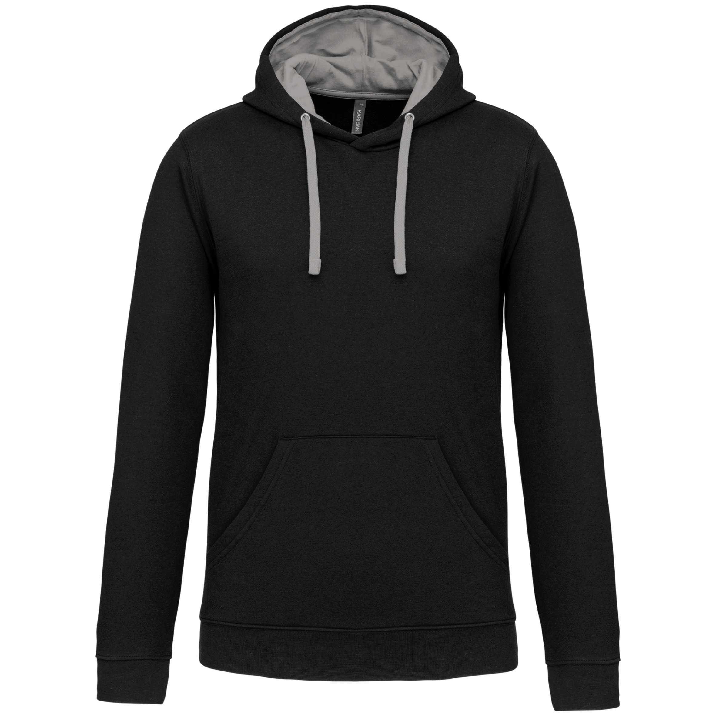 Sudadera capucha contrastada hombre Black / Fine Grey
