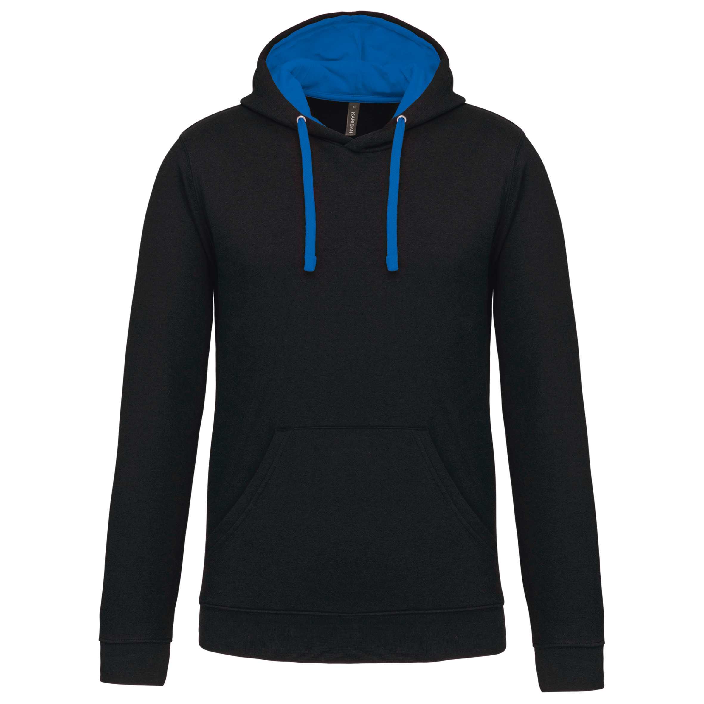 Sudadera capucha contrastada hombre Black / Light Royal Blue