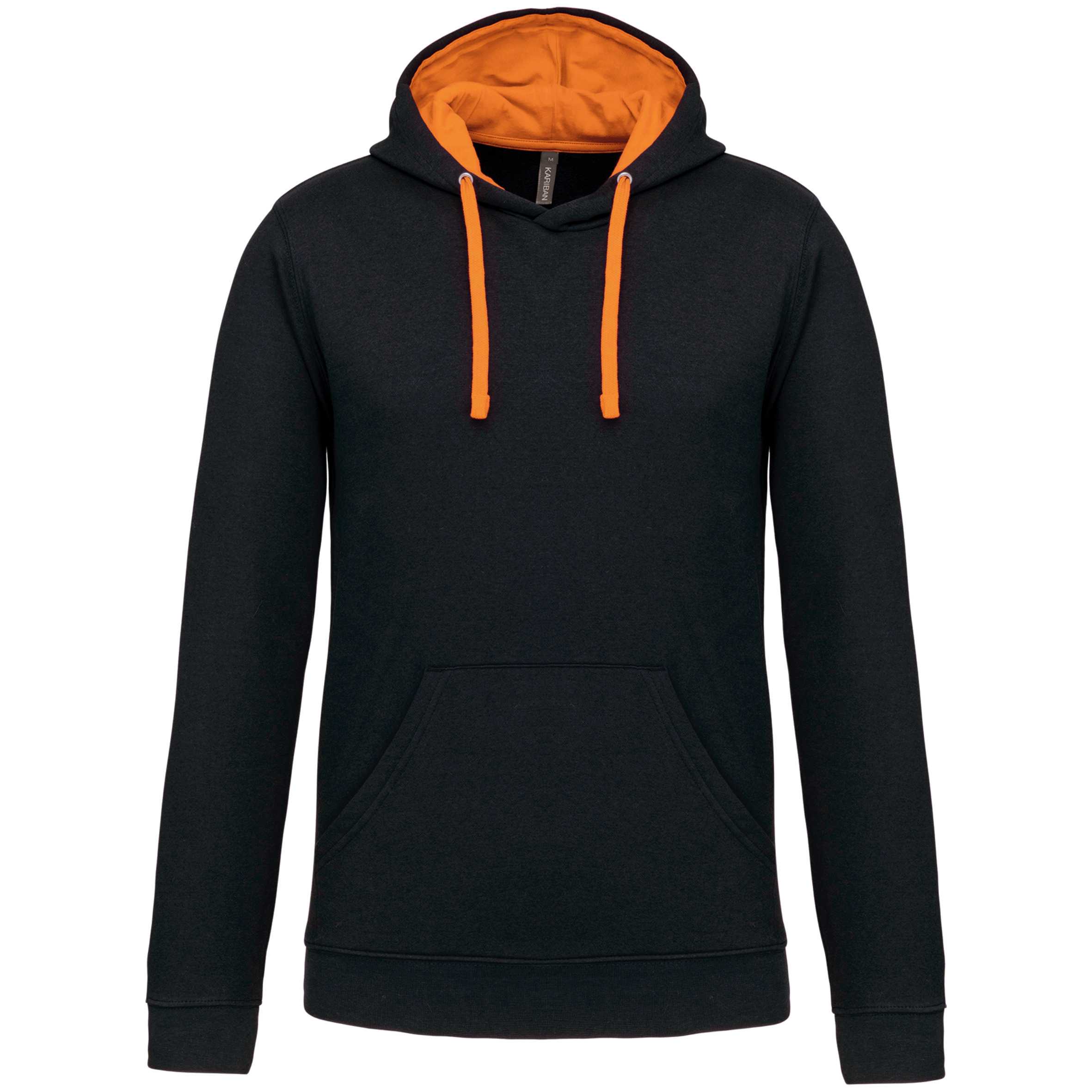 Sudadera capucha contrastada hombre Black / Orange
