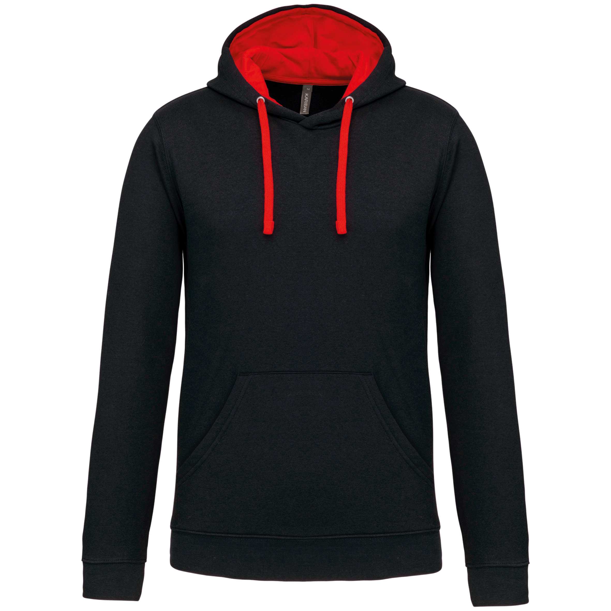 Sudadera capucha contrastada hombre Black / Red