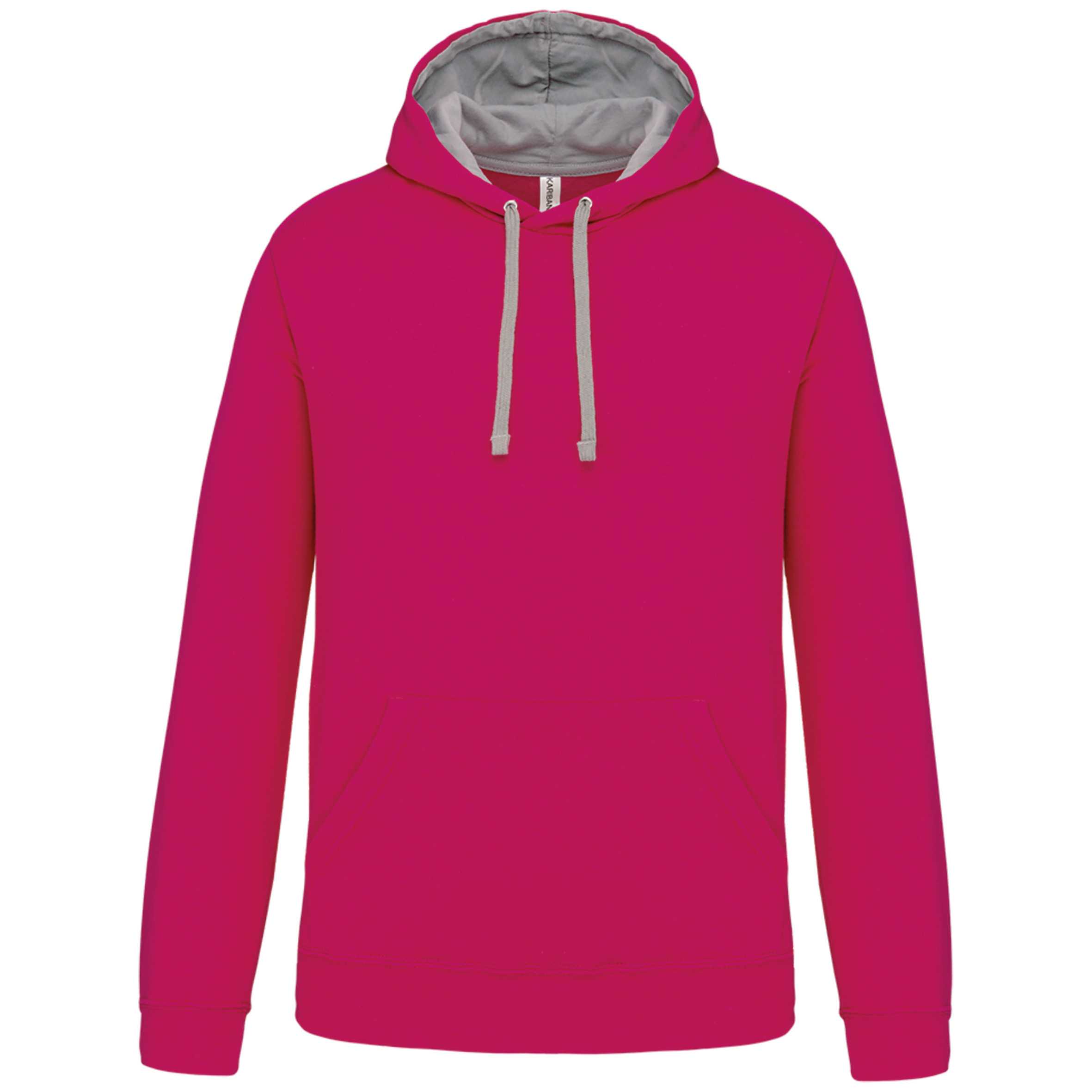 Sudadera capucha contrastada hombre Fuchsia / Fine Grey