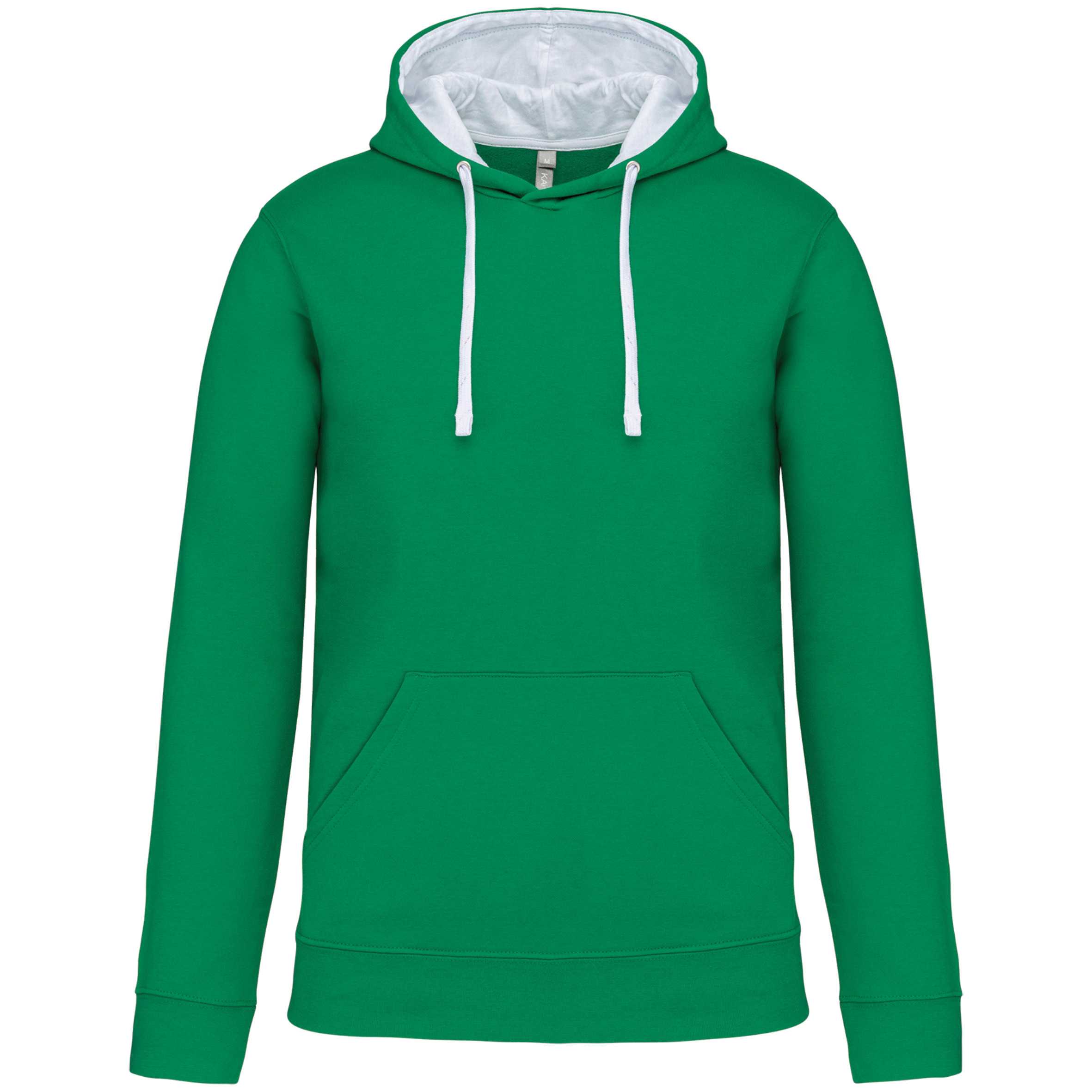 Sudadera capucha contrastada hombre Light Kelly Green / White
