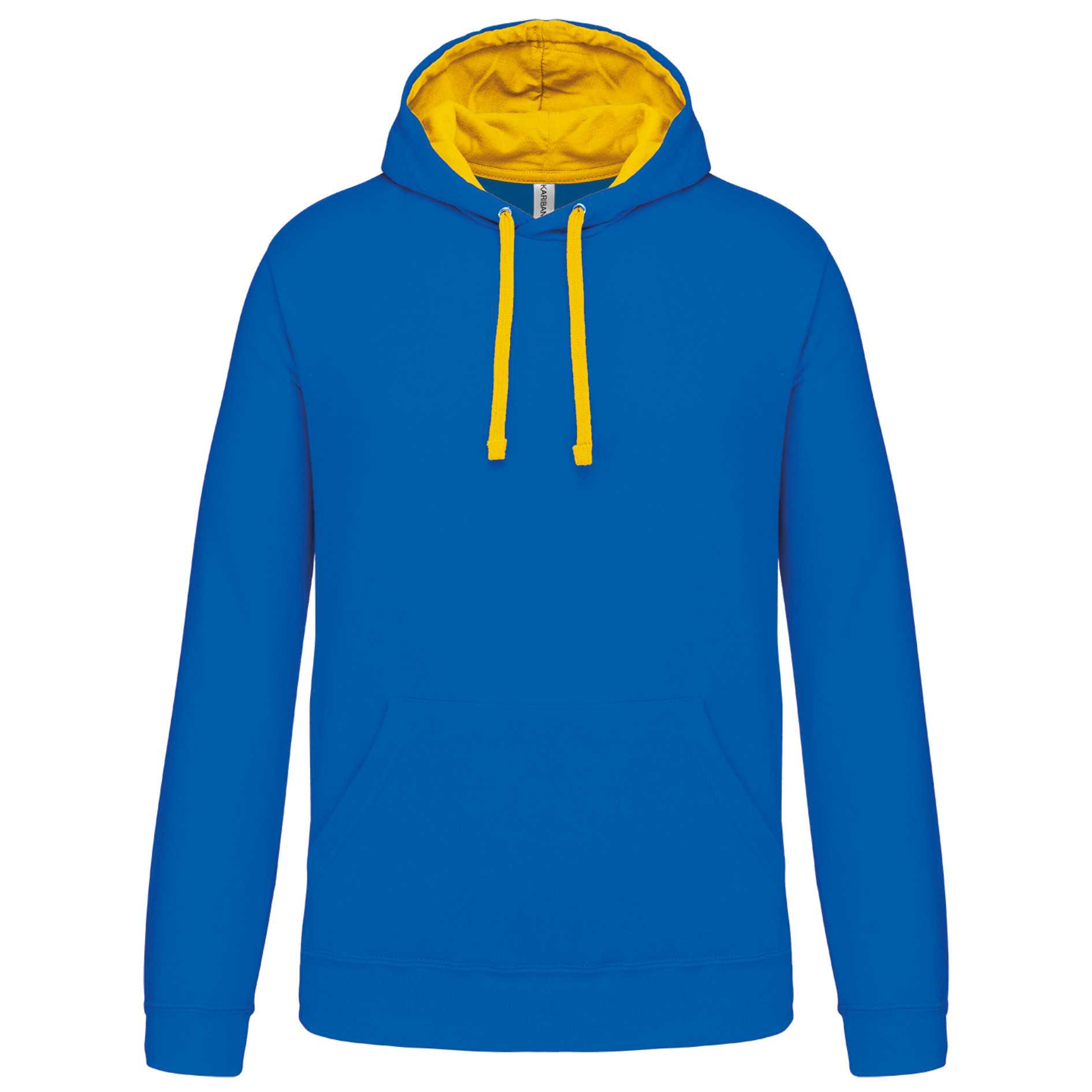 Sudadera capucha contrastada hombre Light Royal Blue / Yellow