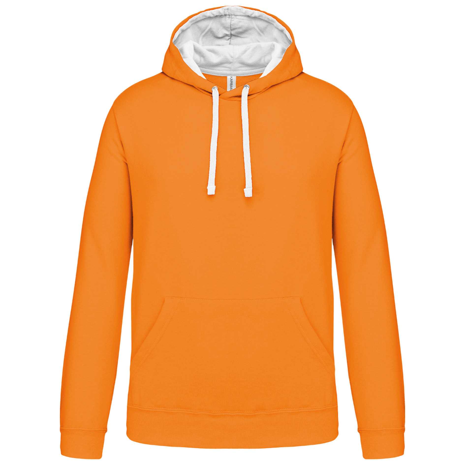Sudadera capucha contrastada hombre Orange / White