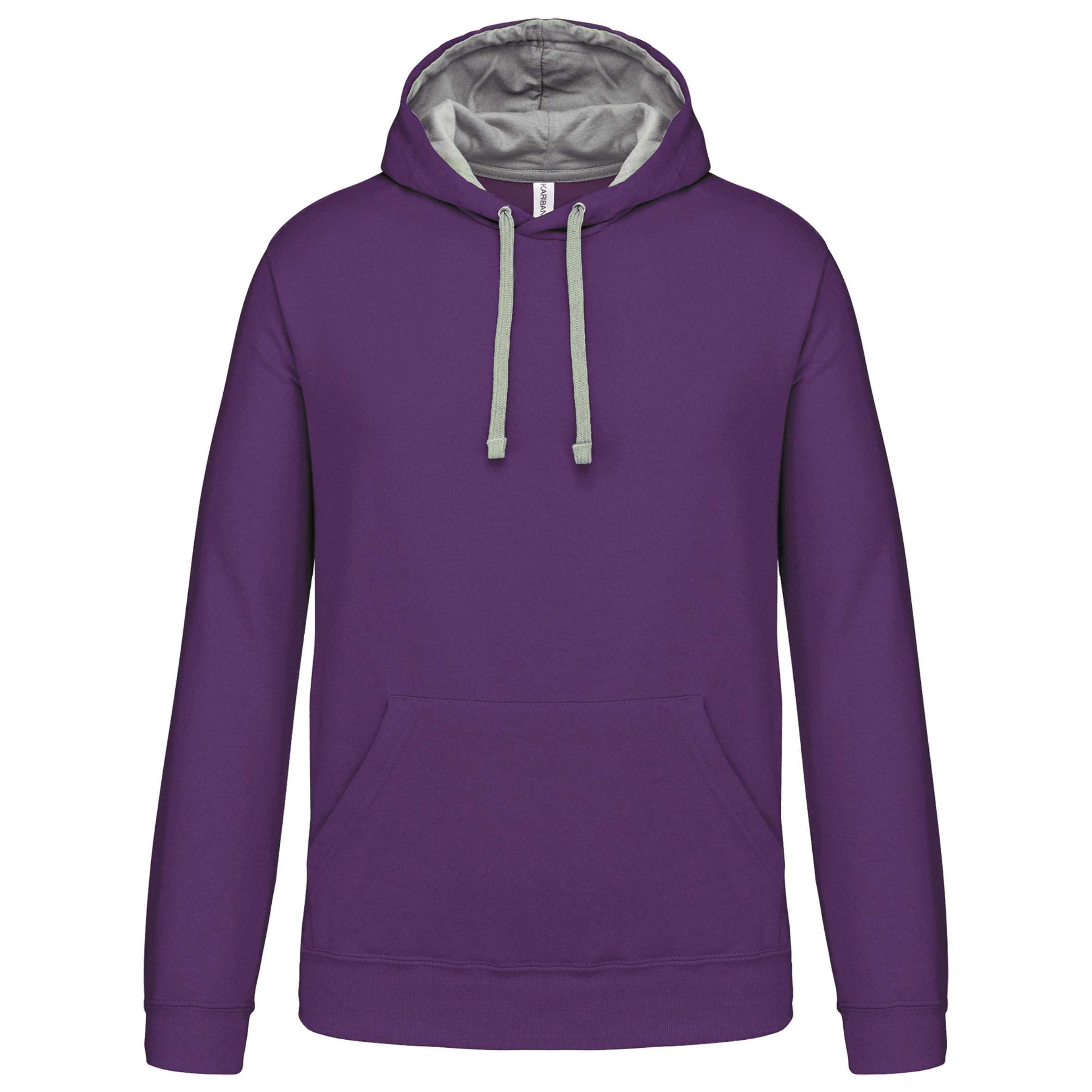 Sudadera capucha contrastada hombre Purple / Oxford Grey