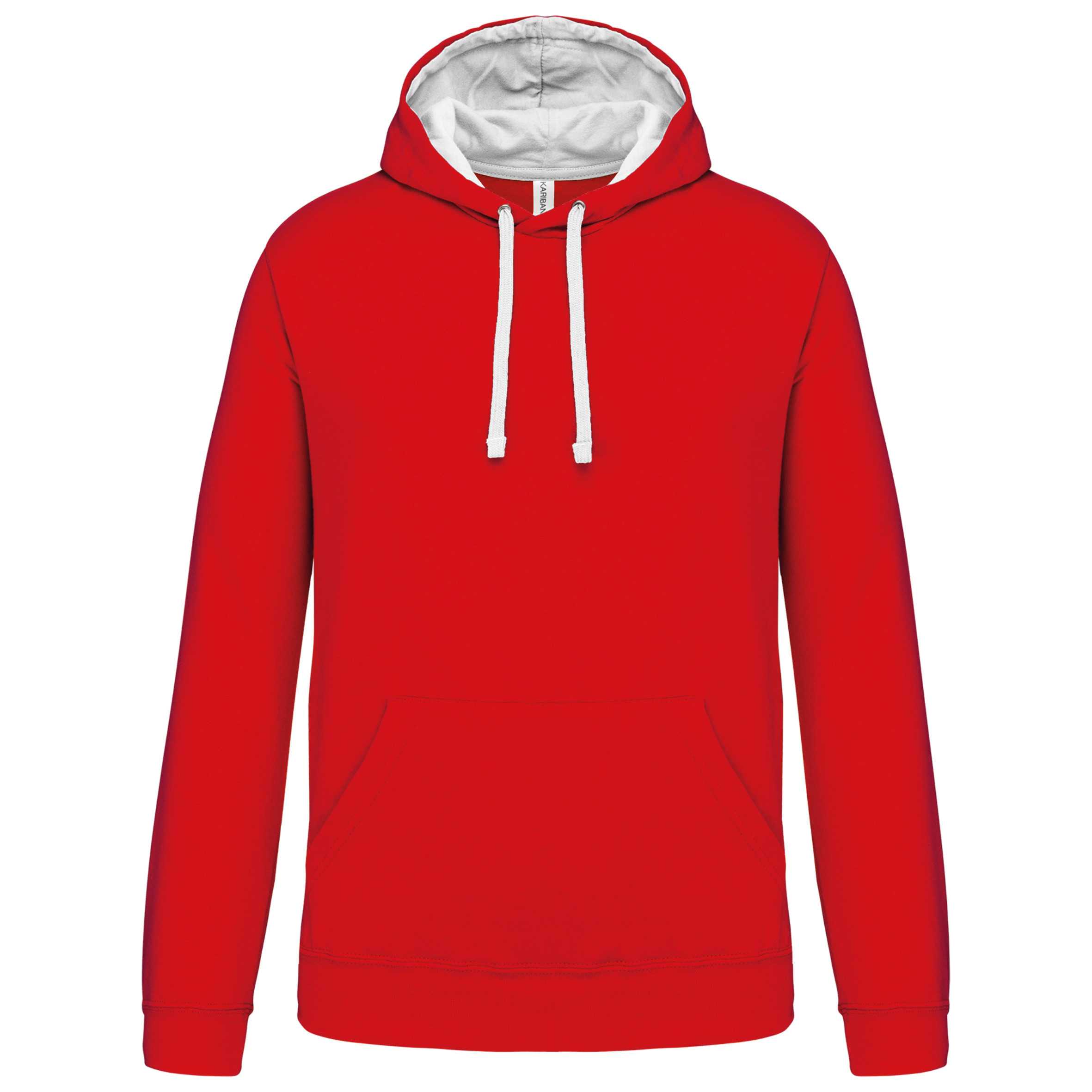 Sudadera capucha contrastada hombre Red / White