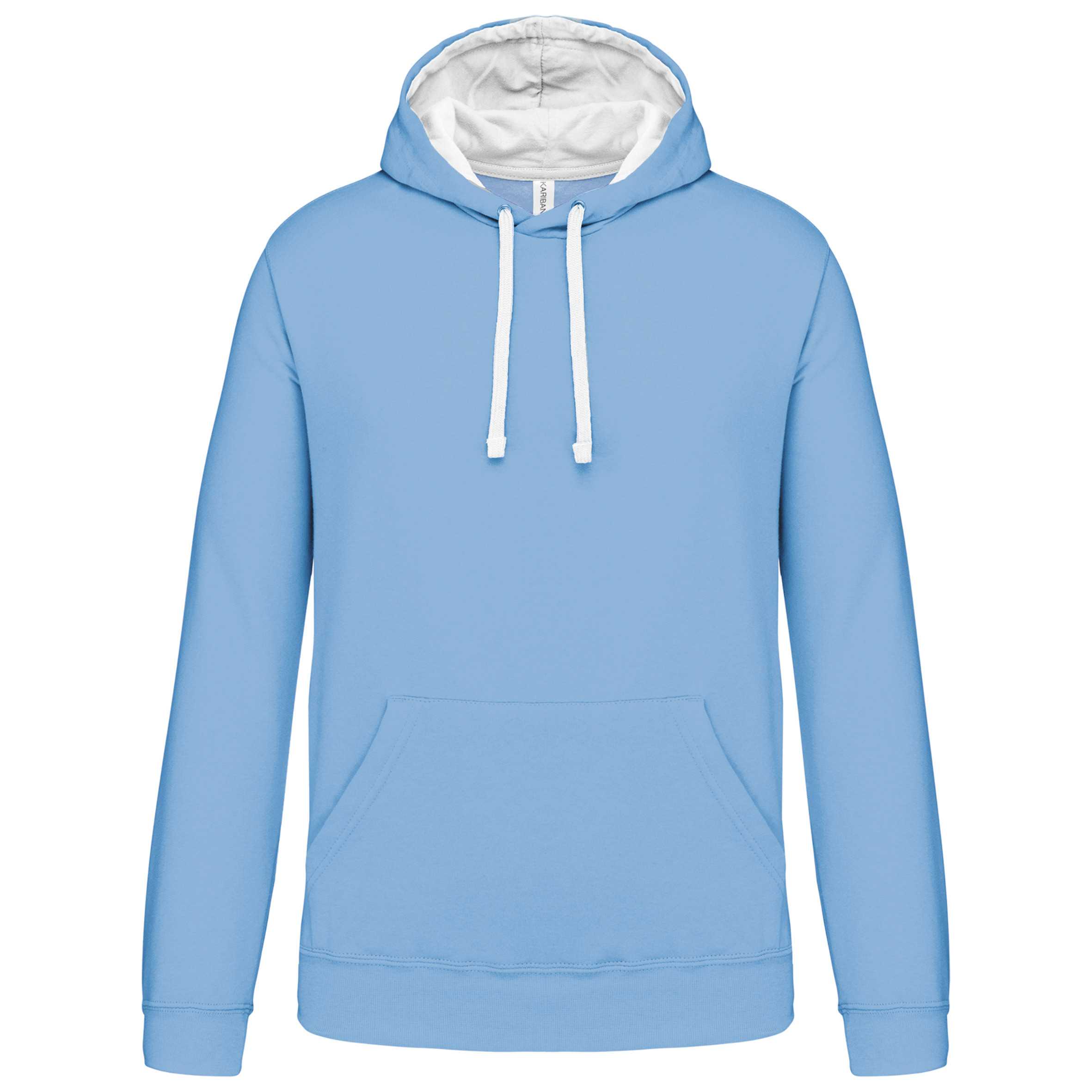 Sudadera capucha contrastada hombre Sky Blue / White