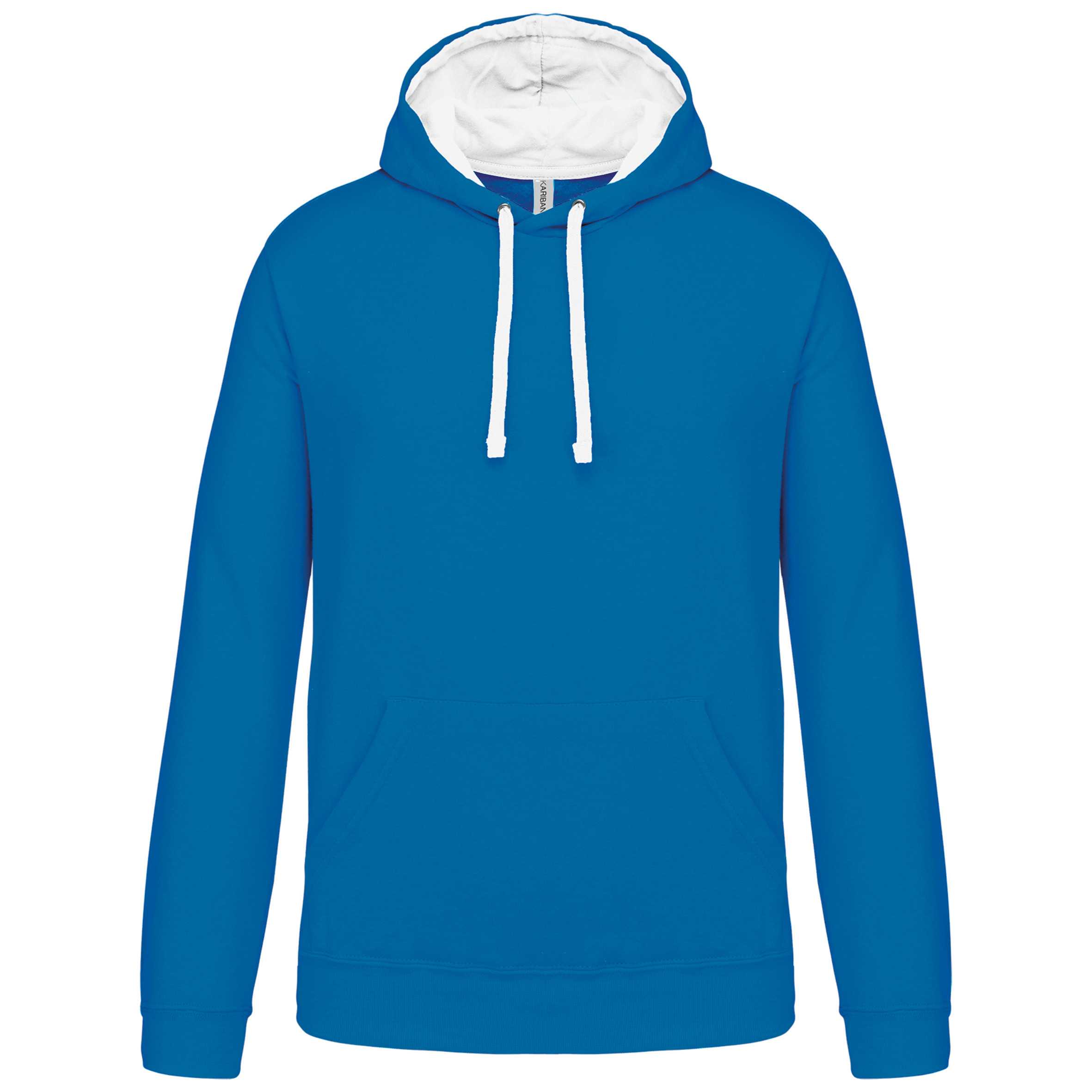 Sudadera capucha contrastada hombre Tropical Blue / White