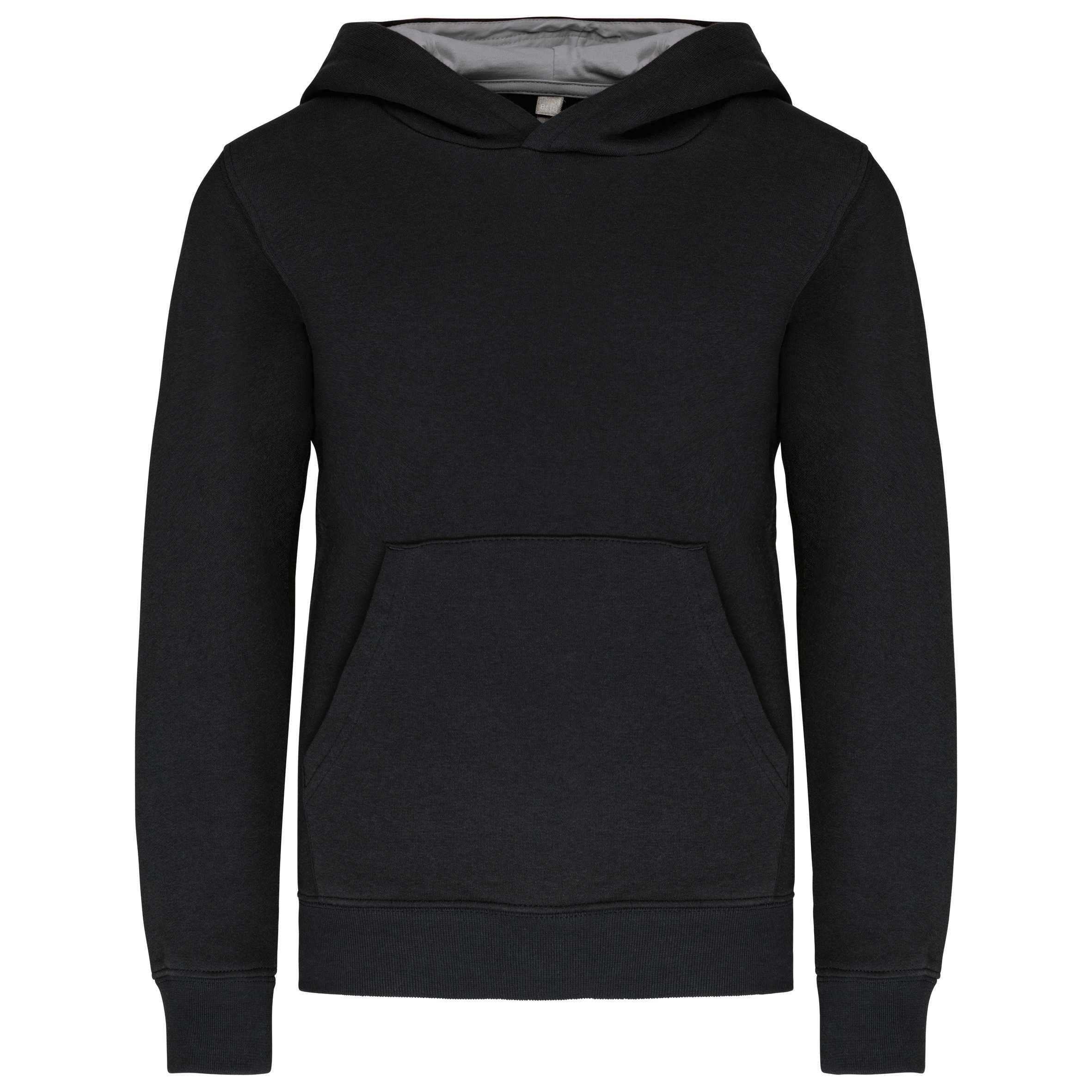 Sudadera capucha contrastada niños Black / Fine Grey