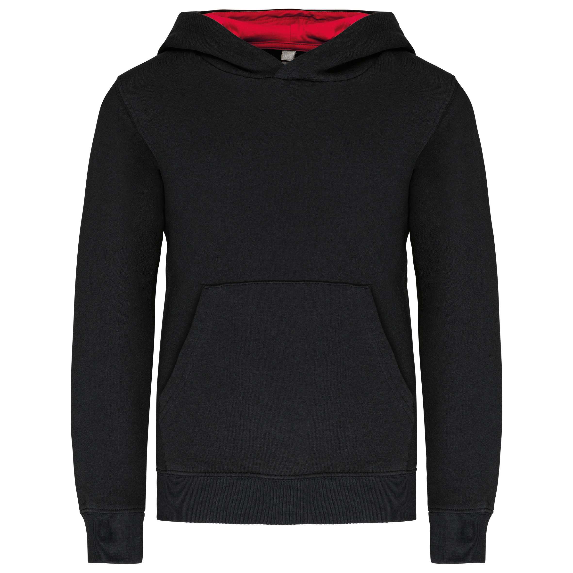 Sudadera capucha contrastada niños Black / Red