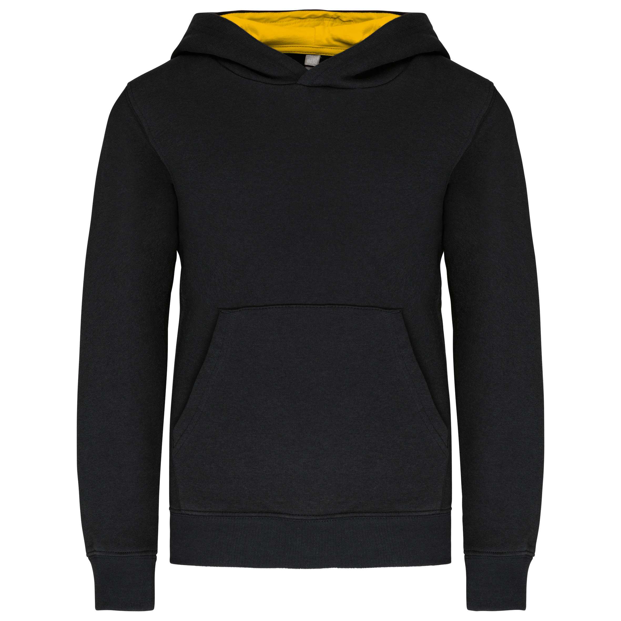 Sudadera capucha contrastada niños Black / Yellow