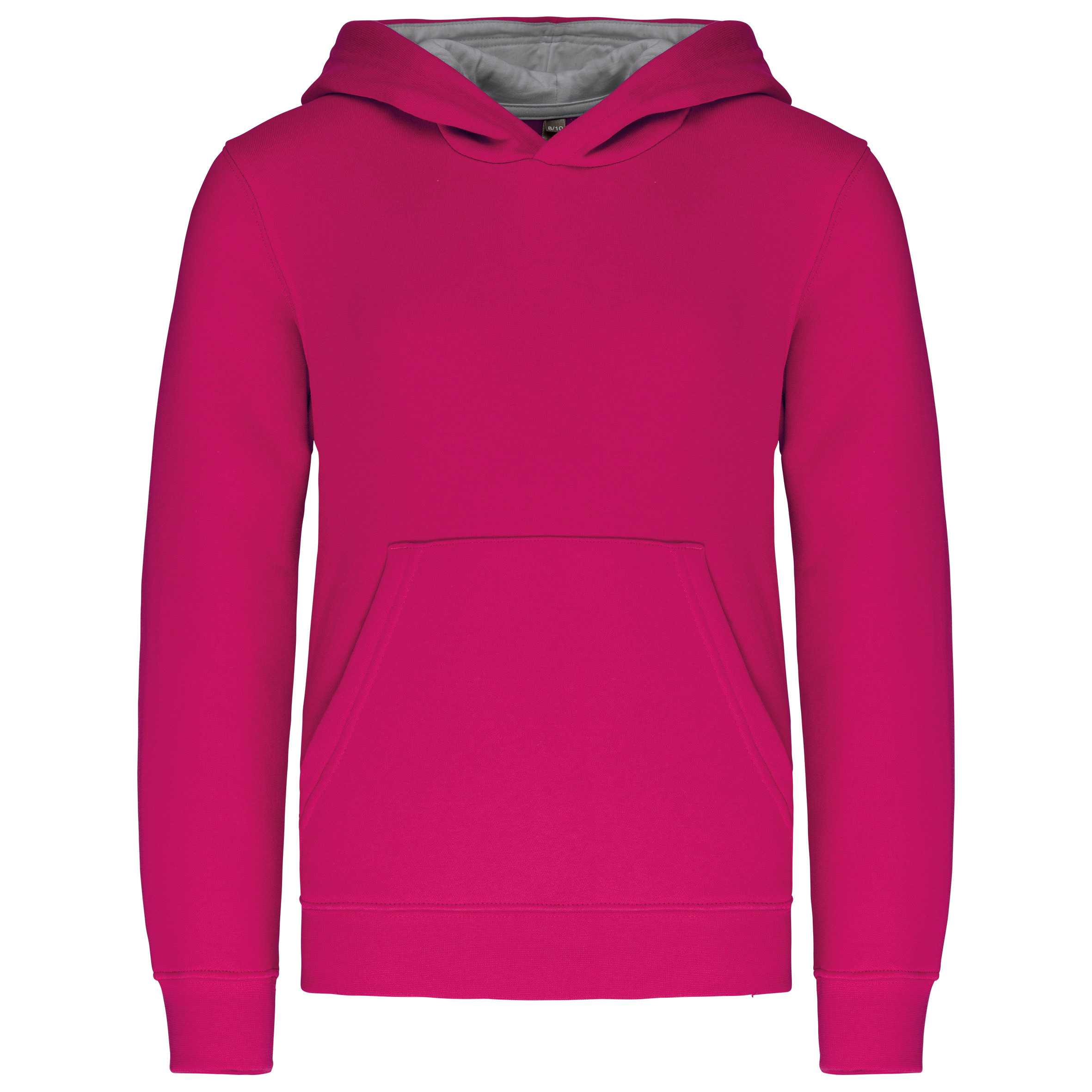 Sudadera capucha contrastada niños Fuchsia / Fine Grey