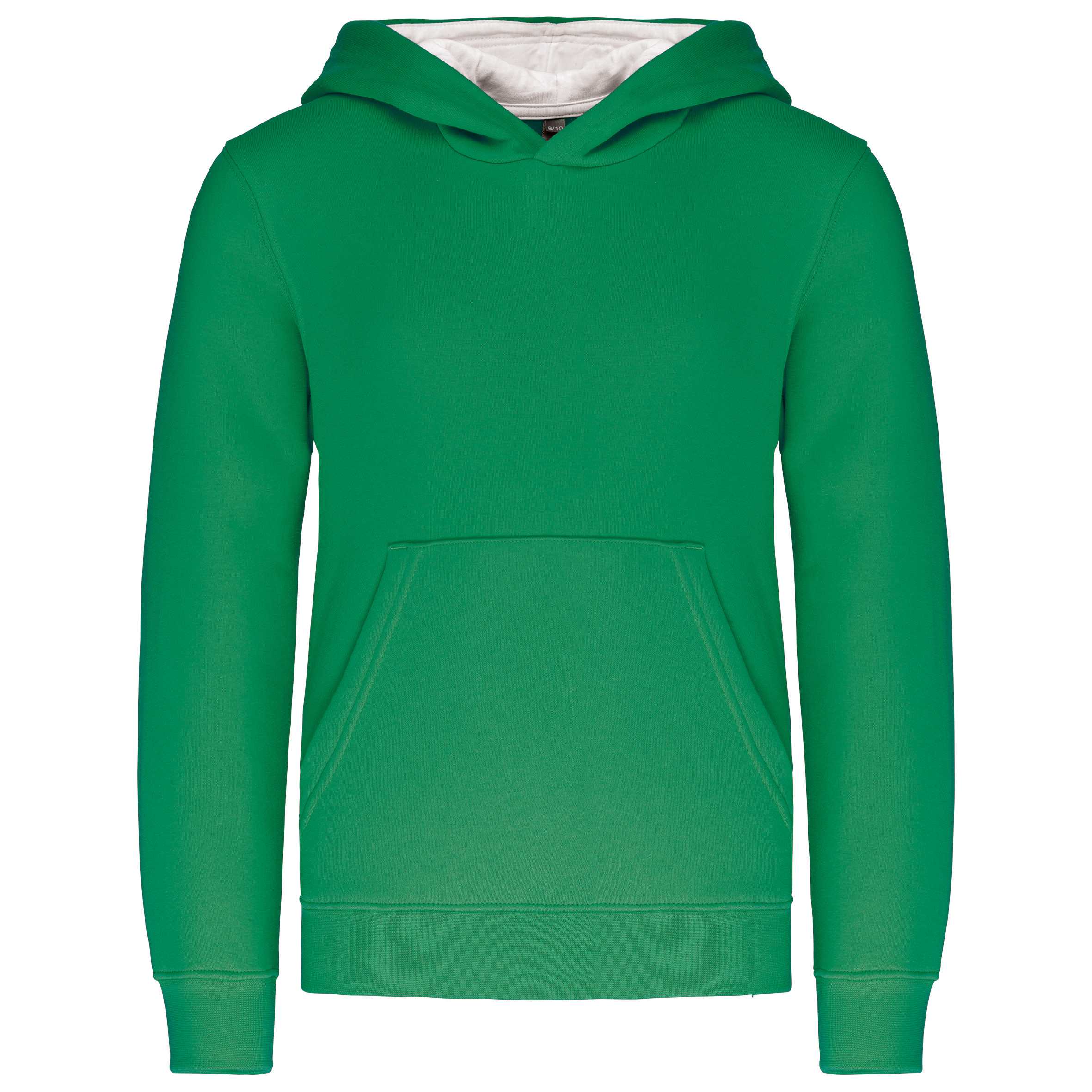 Sudadera capucha contrastada niños Light Kelly Green / White