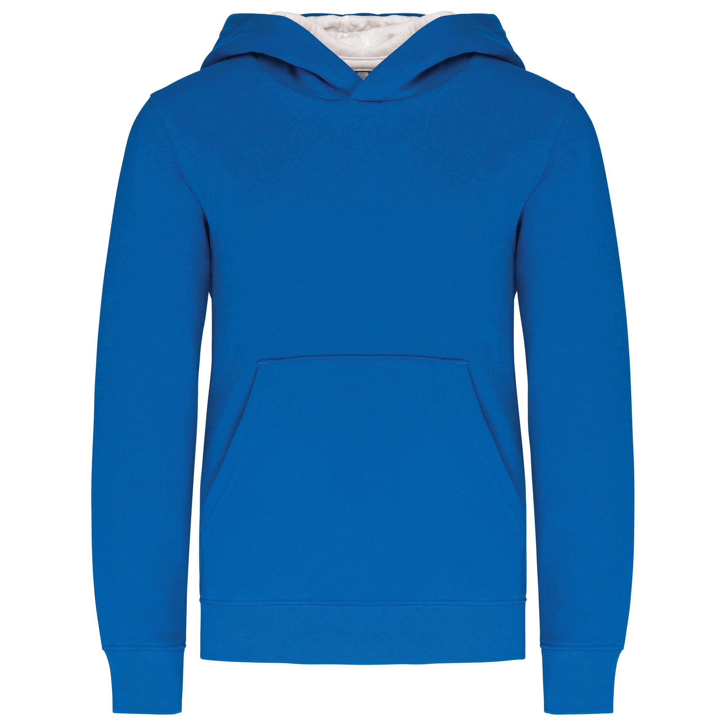 Sudadera capucha contrastada niños Light Royal Blue / White