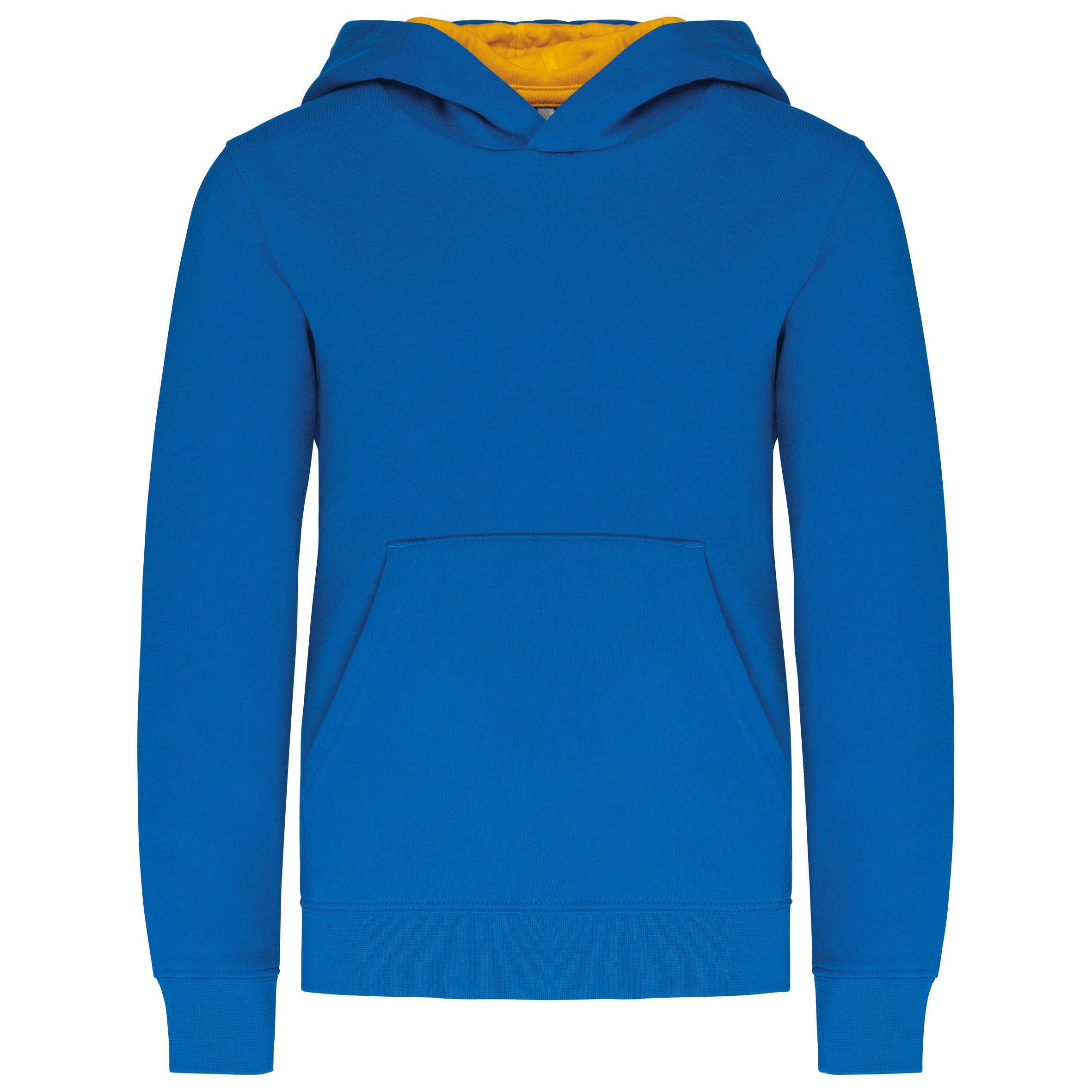 Sudadera capucha contrastada niños Light Royal Blue / Yellow
