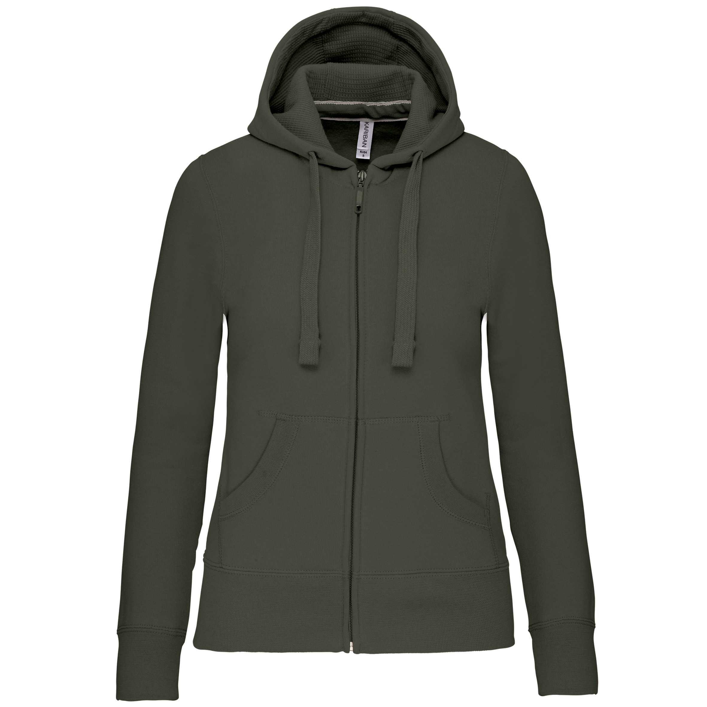 Sudadera con capucha y cremallera de mujer Dark Khaki