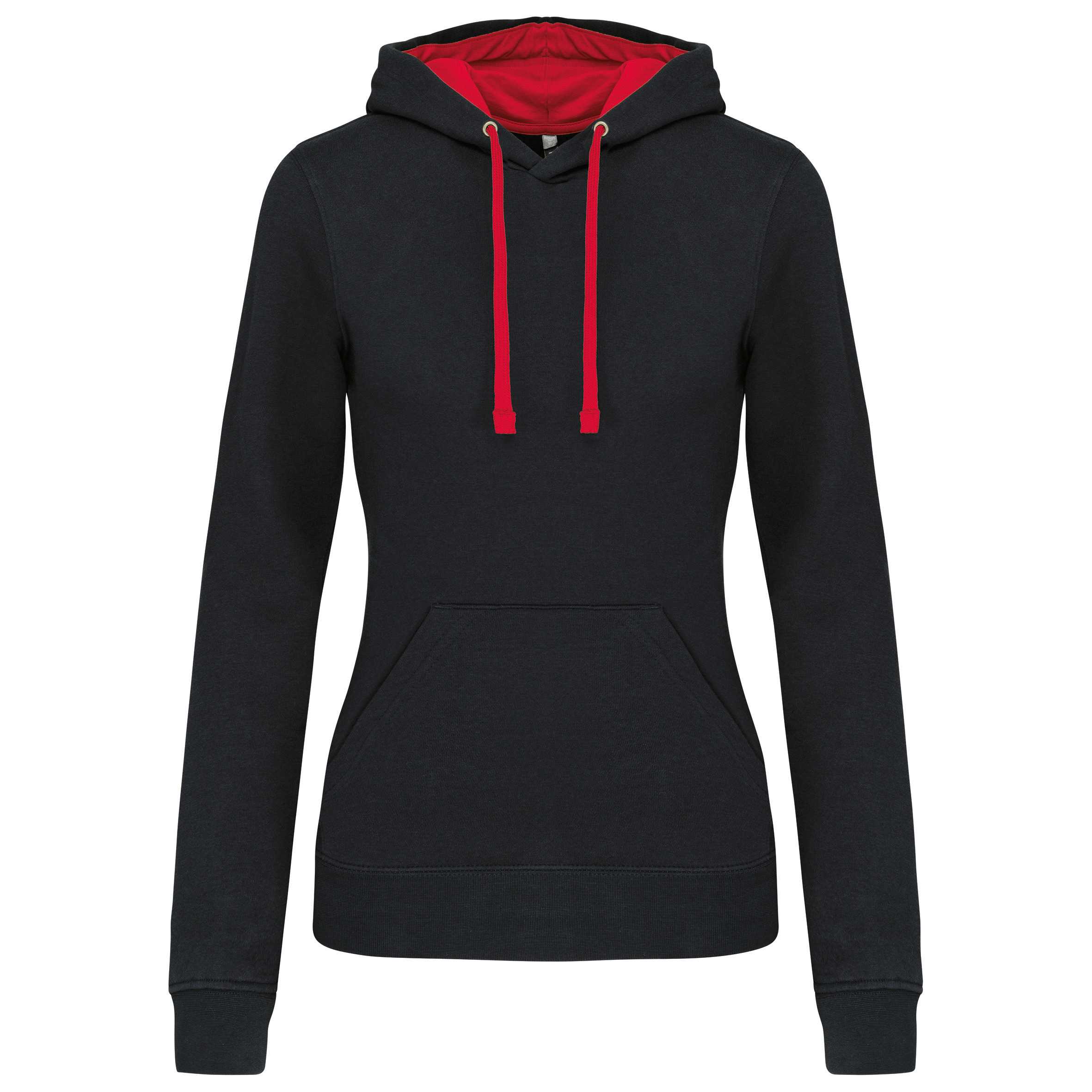 Sudadera capucha contrastada mujer Black / Red