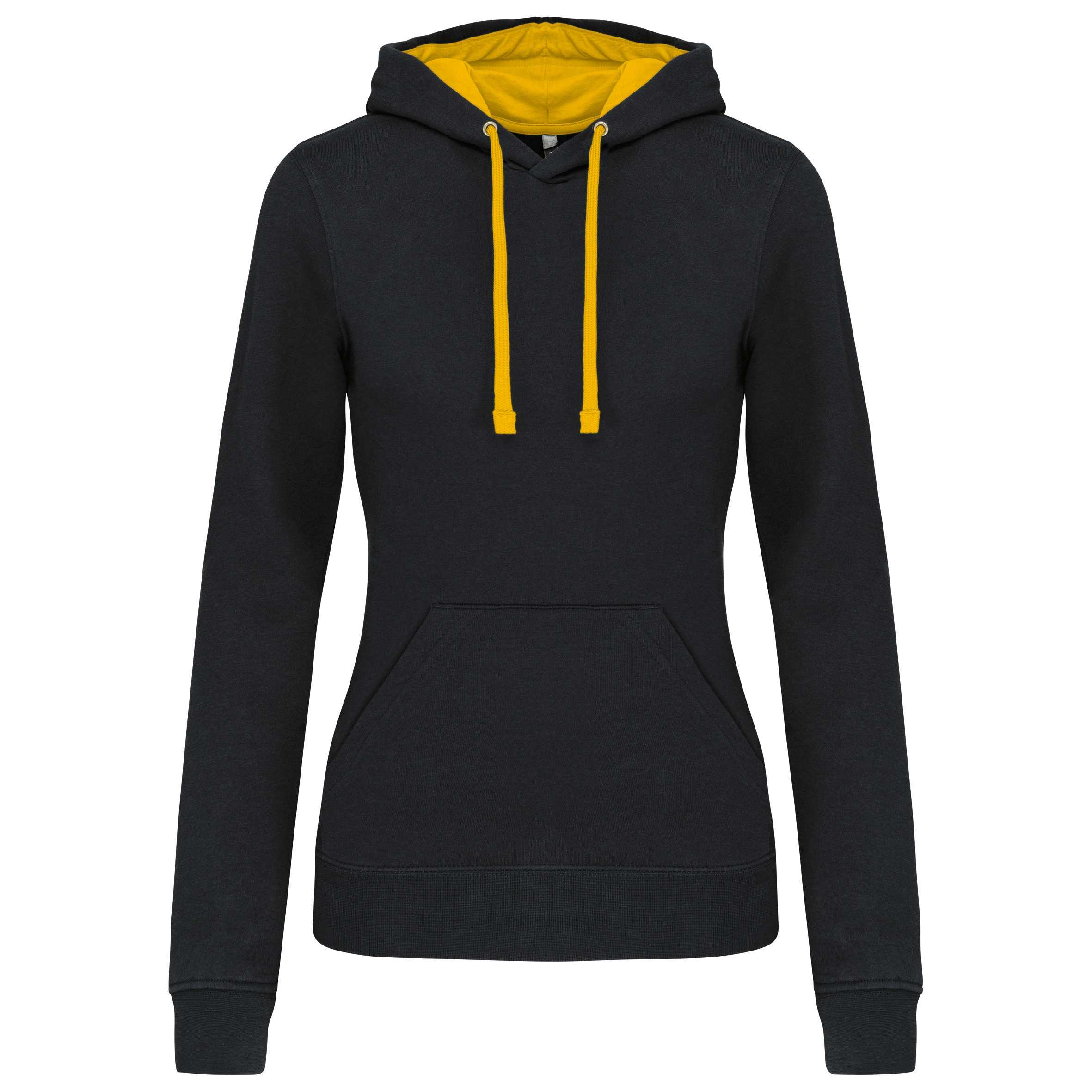 Sudadera capucha contrastada mujer Black / Yellow