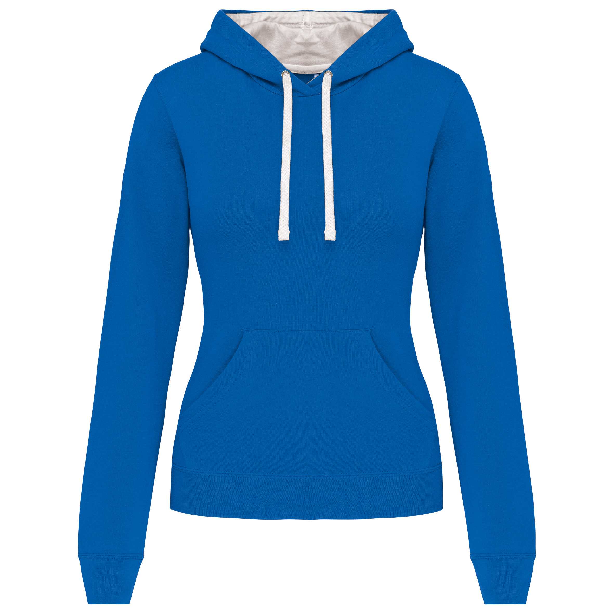 Sudadera capucha contrastada mujer Light Royal Blue / White
