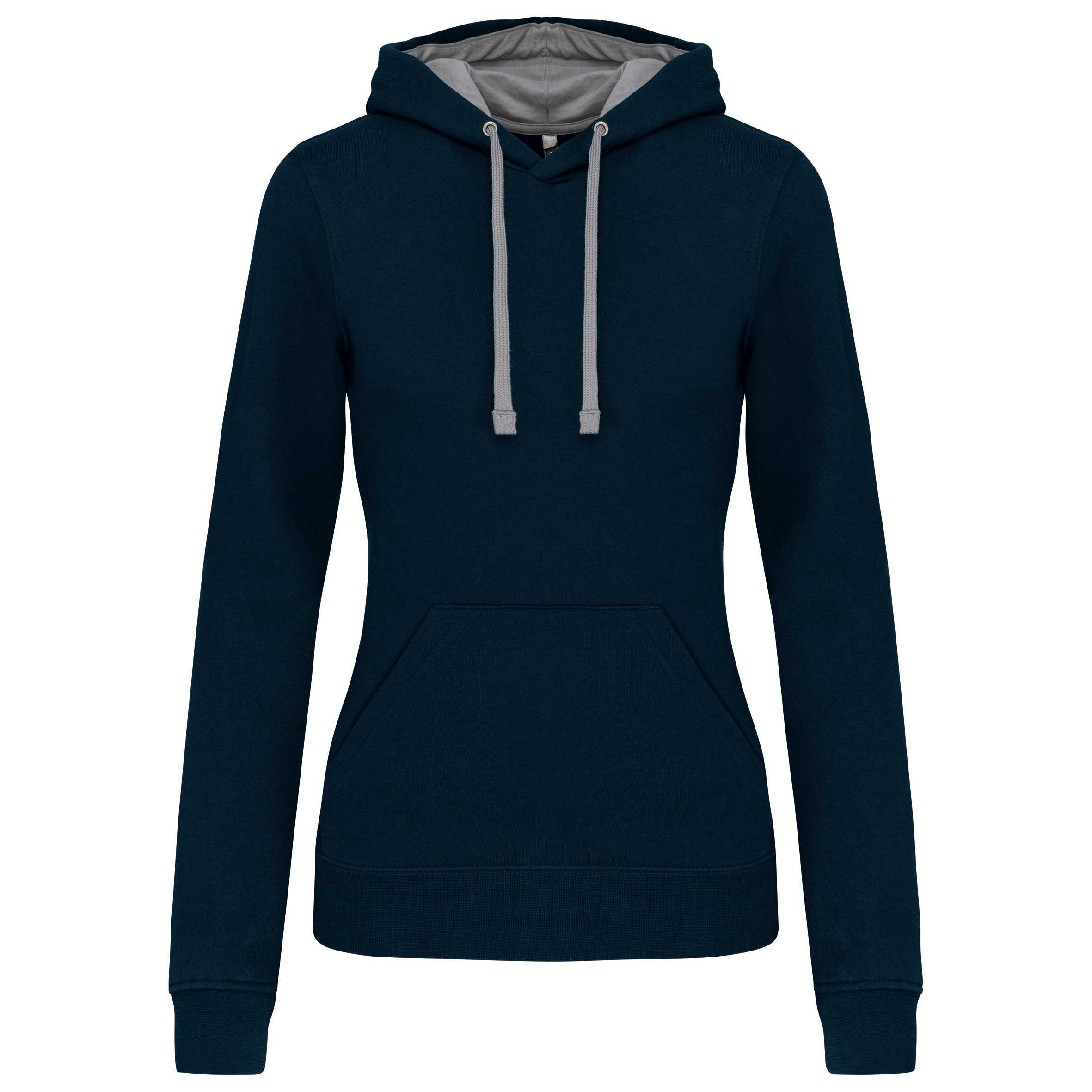 Sudadera capucha contrastada mujer Navy / Fine Grey